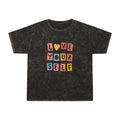 Love Yourself Mineral-Wash Tee — Retro Block Letter Self-Love T-Shirt
