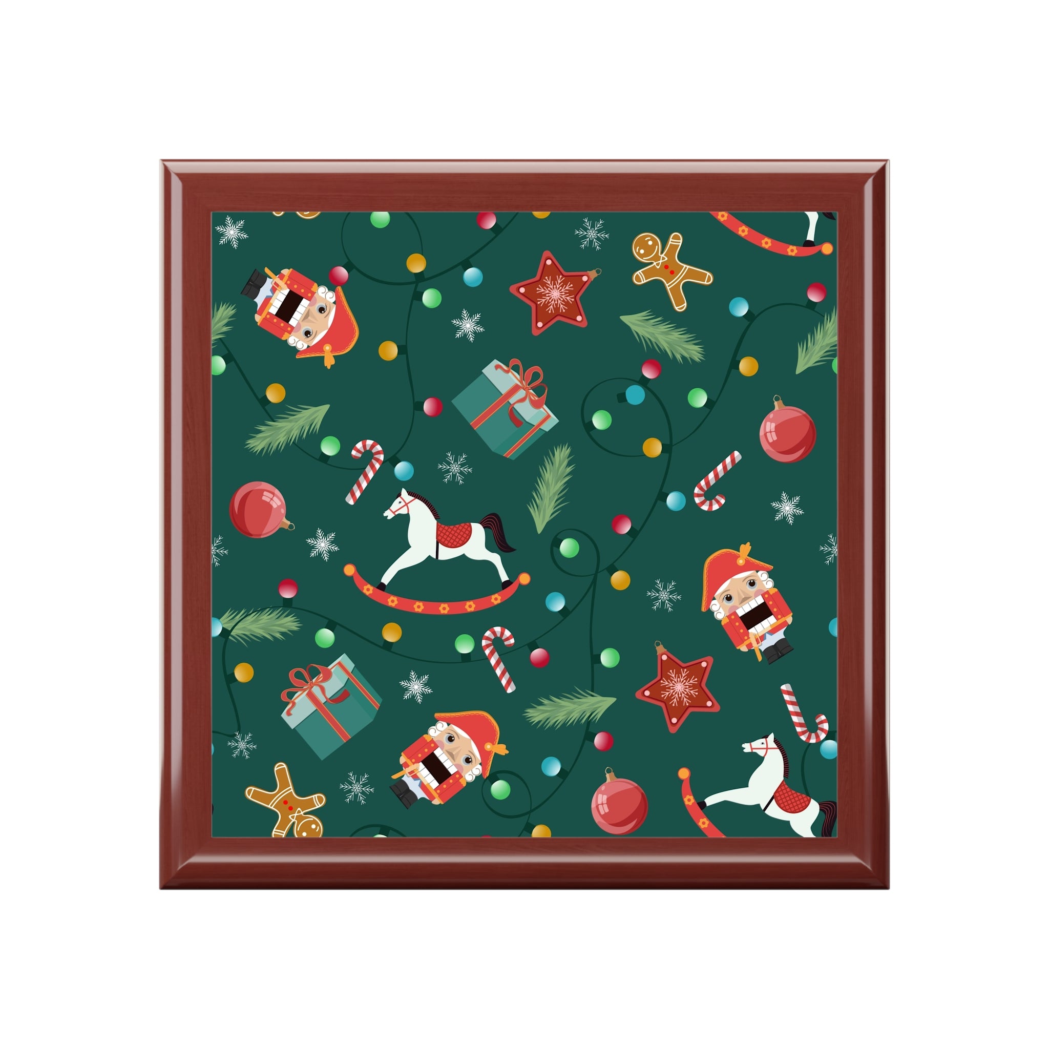 Christmas Jewelry Box – Festive Santa & Toy Pattern Keepsake Box