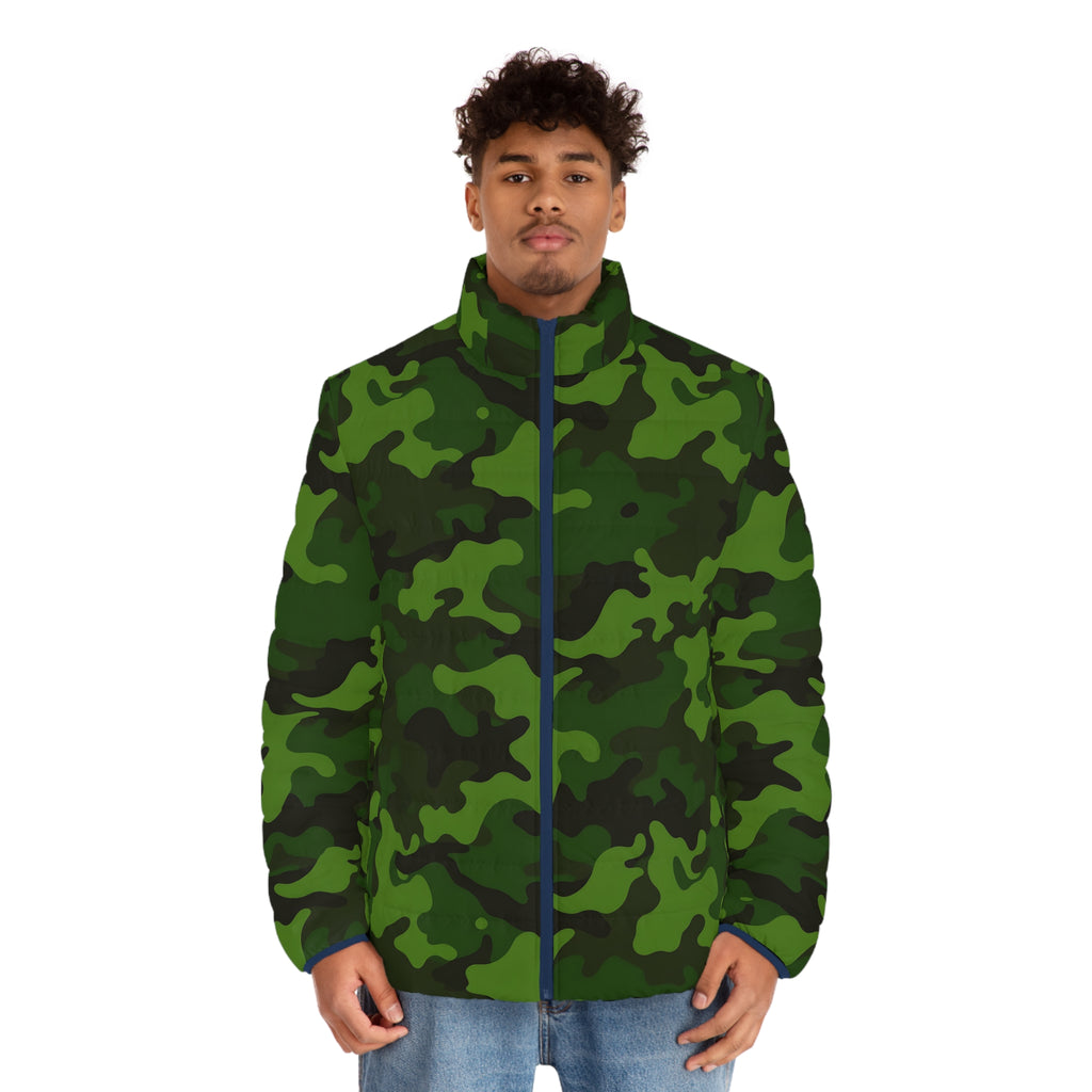 Green Camo Pattern Puffer Jacket | Camouflage Outerwear