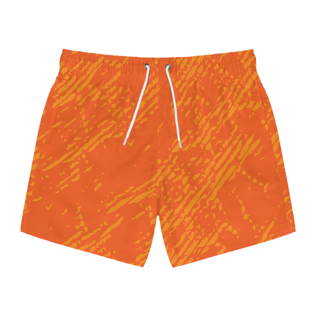 Men's Orange Tropical Wave Swim Trunks — All-Over Print