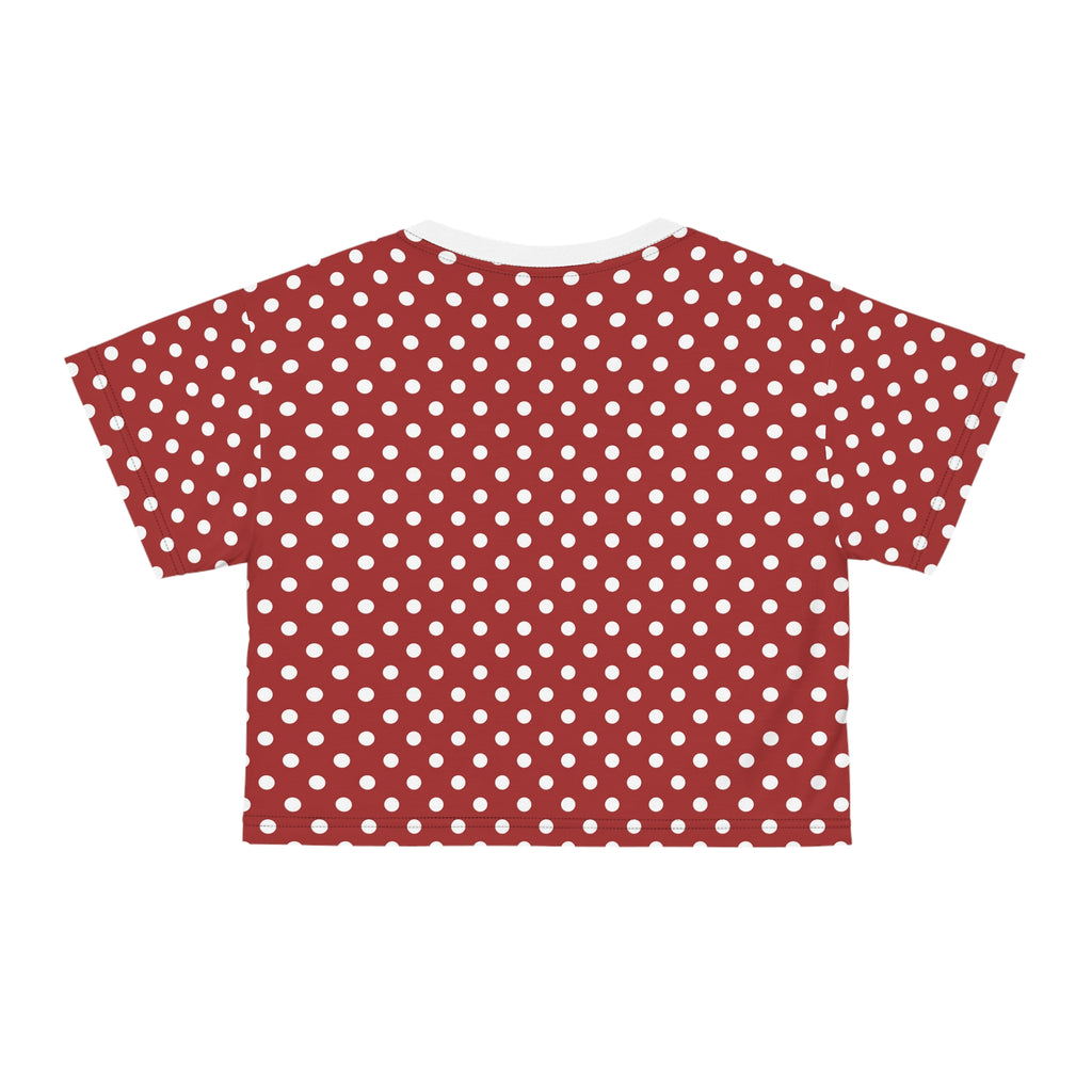 Polka Dot Crop Tee — Vintage Red White Dot Women's Casual Summer Top