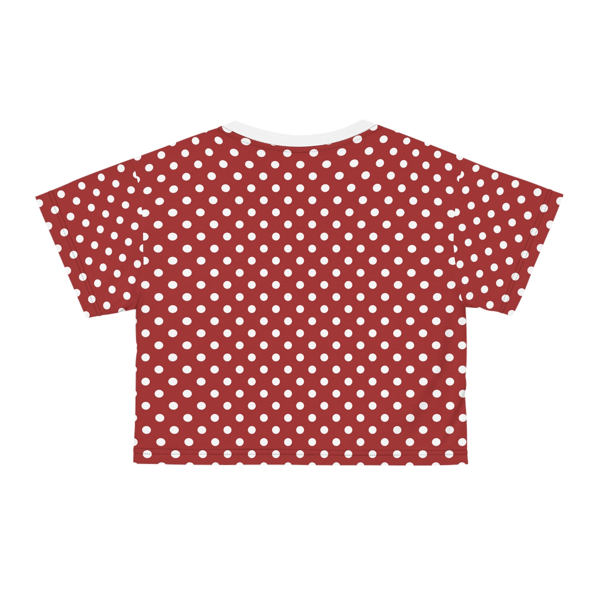 Polka Dot Crop Tee — Vintage Red White Dot Women's Casual Summer Top
