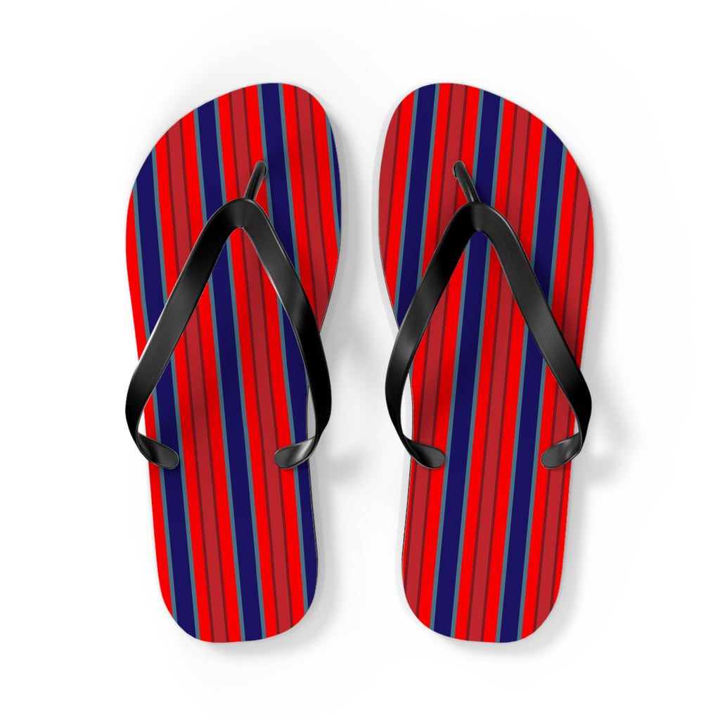 Patriotic Red & Blue Striped Flip Flops — Casual Beach Sandals