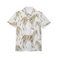 Gold Zebra Print Polo Shirt | All-Over Pattern, Animal Stripe Design