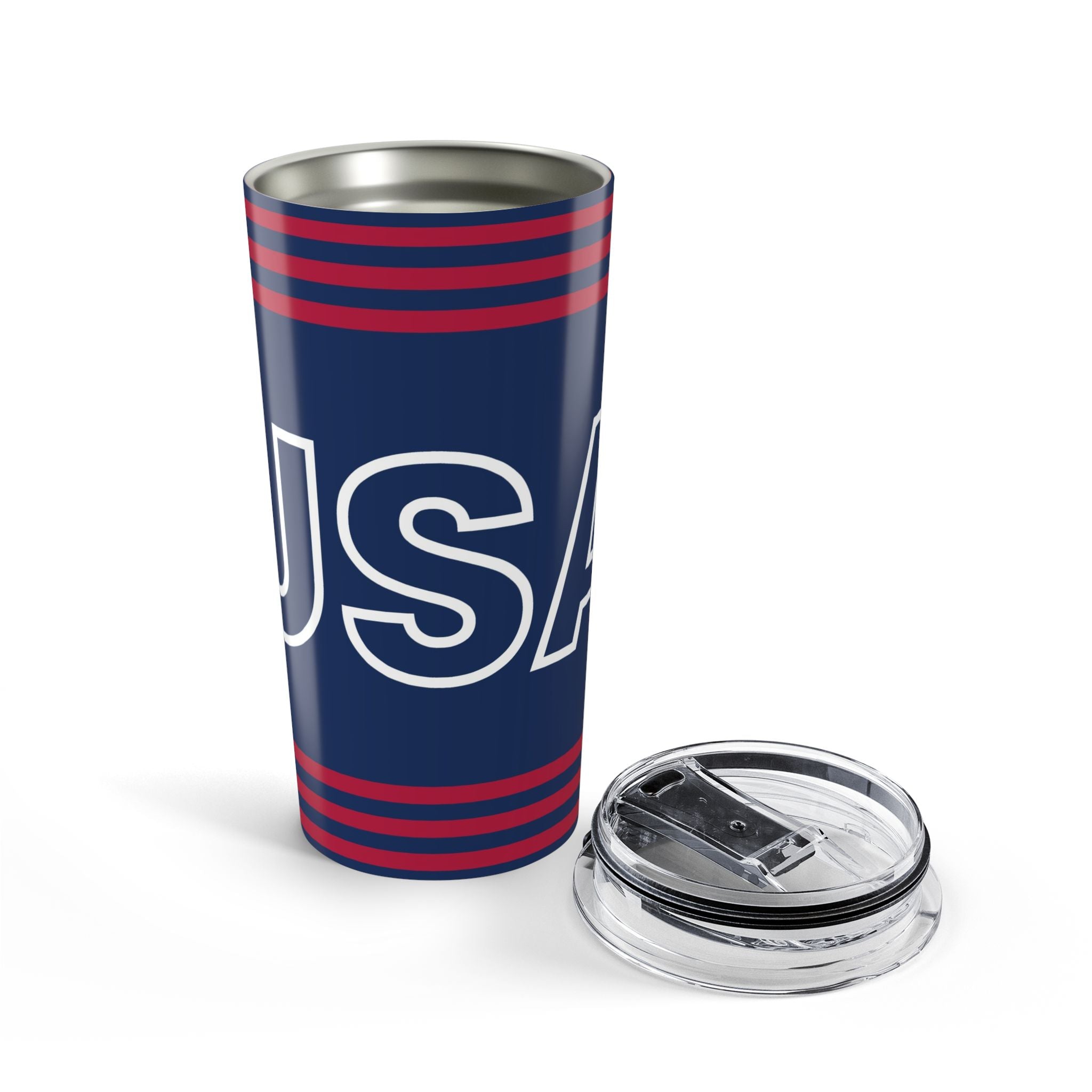 USA Stripes Tumbler 20oz | Navy Blue Red Patriotic Travel Cup