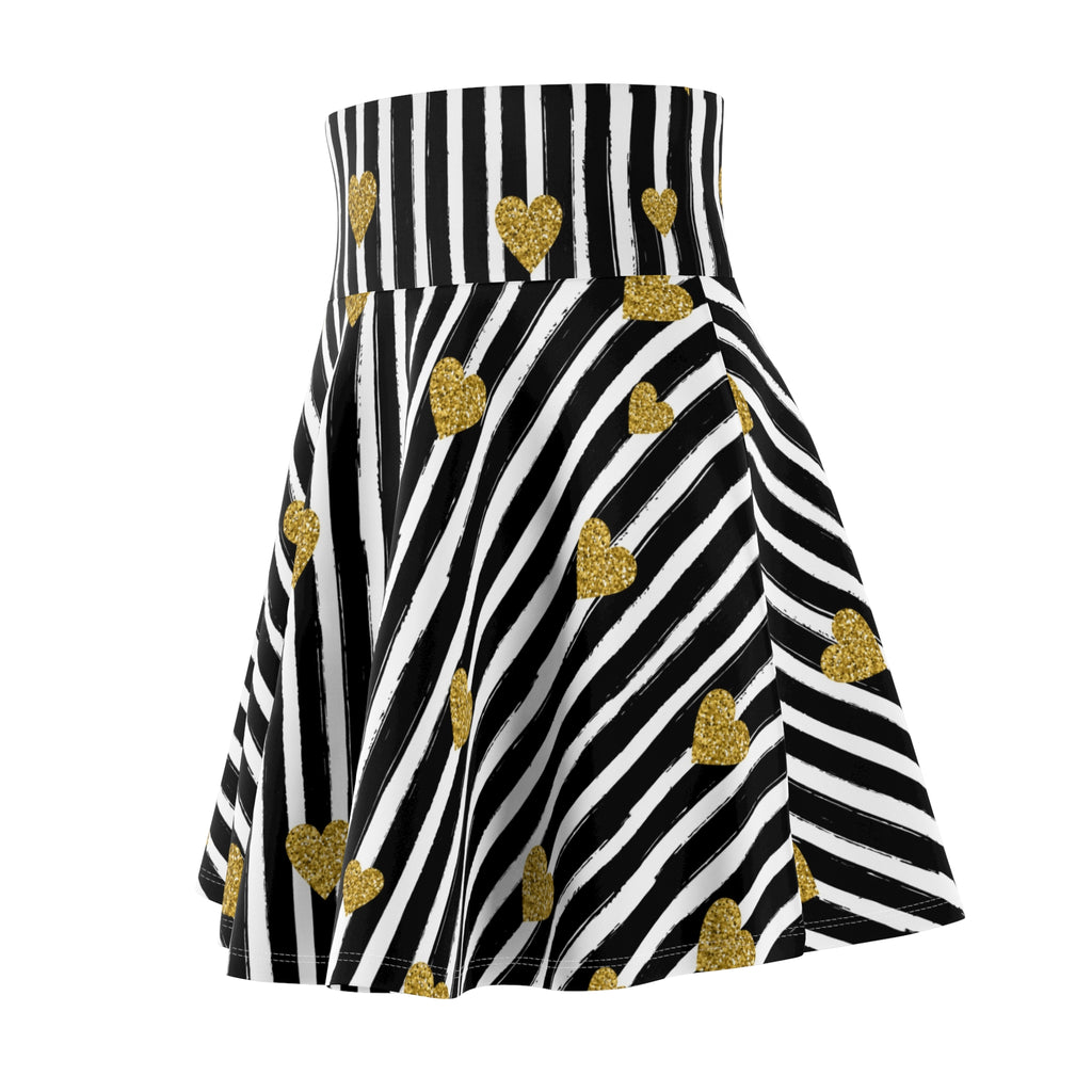 Zebra Print Gold Hearts Valentine's Skater Skirt | Date Night Fashion