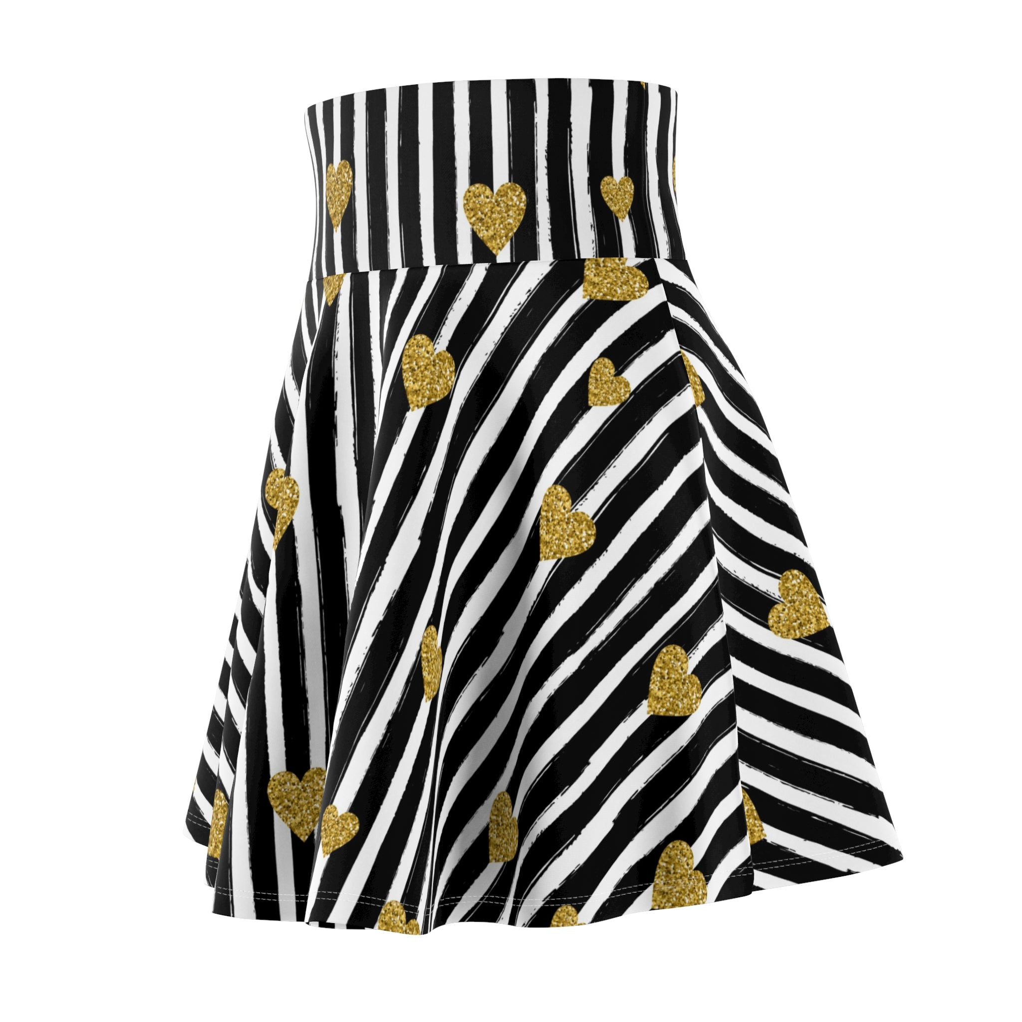 Zebra Print Gold Hearts Valentine's Skater Skirt | Date Night Fashion