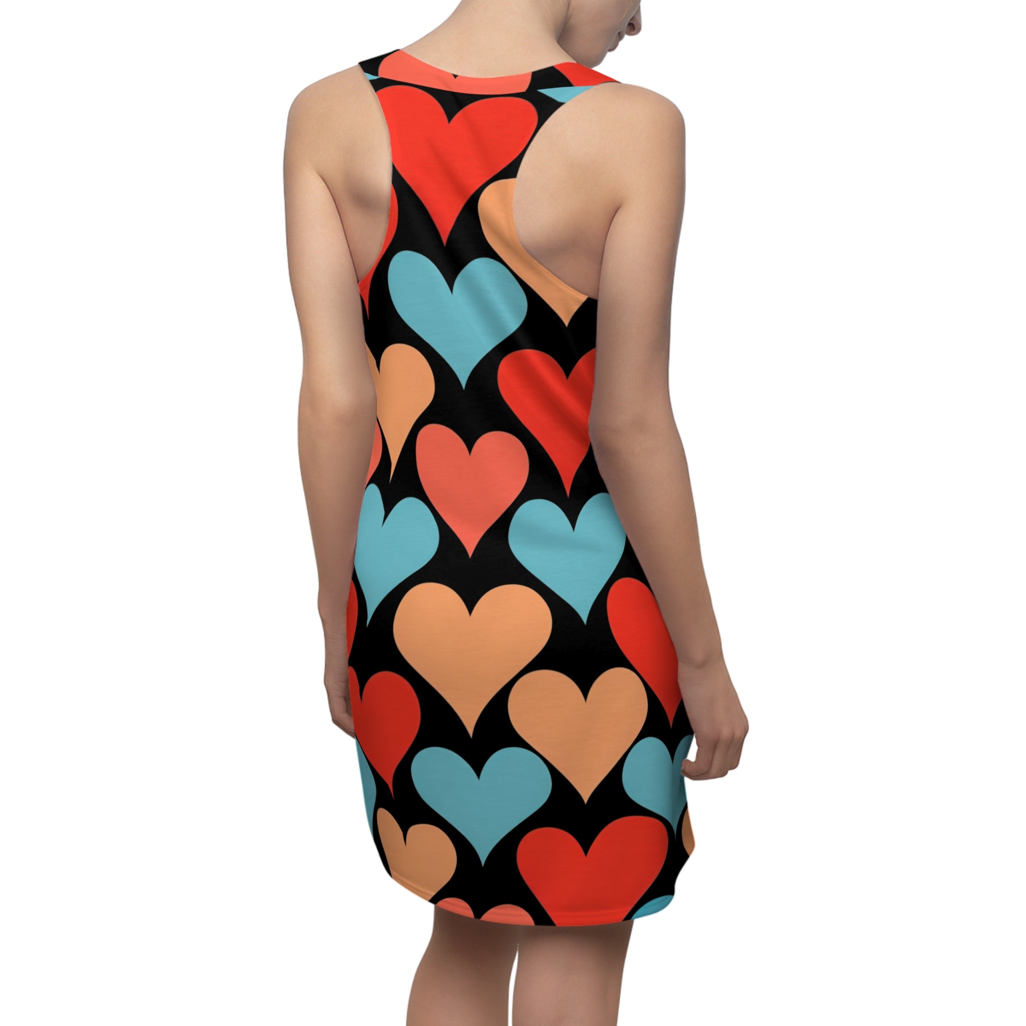 Retro Color Block Hearts Dress Valentine's Day