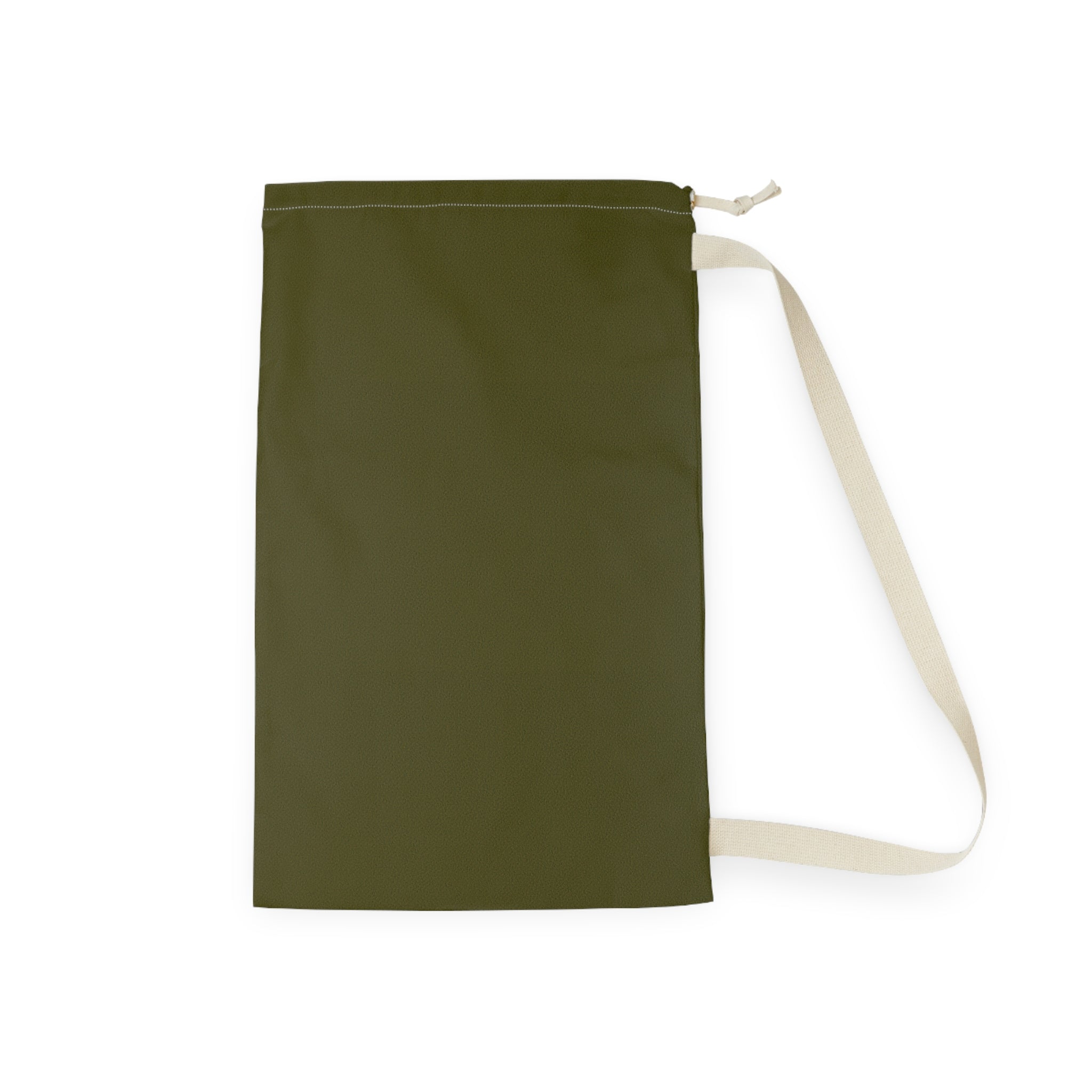 Olive Drawstring Laundry Bag — Compact Cotton Travel Hamper with Shoulder Strap