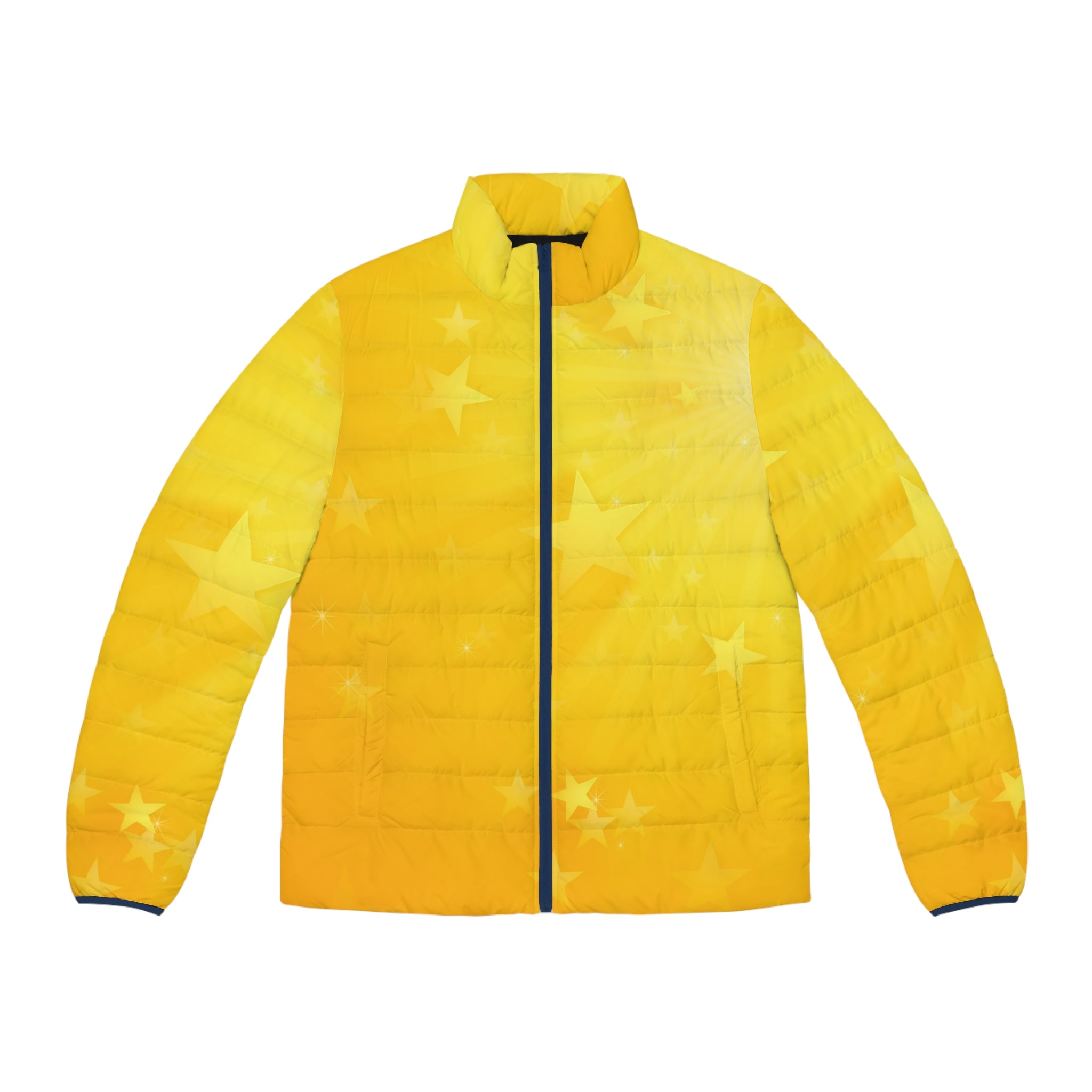 Yellow Sun Star Puffer Jacket — Men's Lightweight Quilted Coat