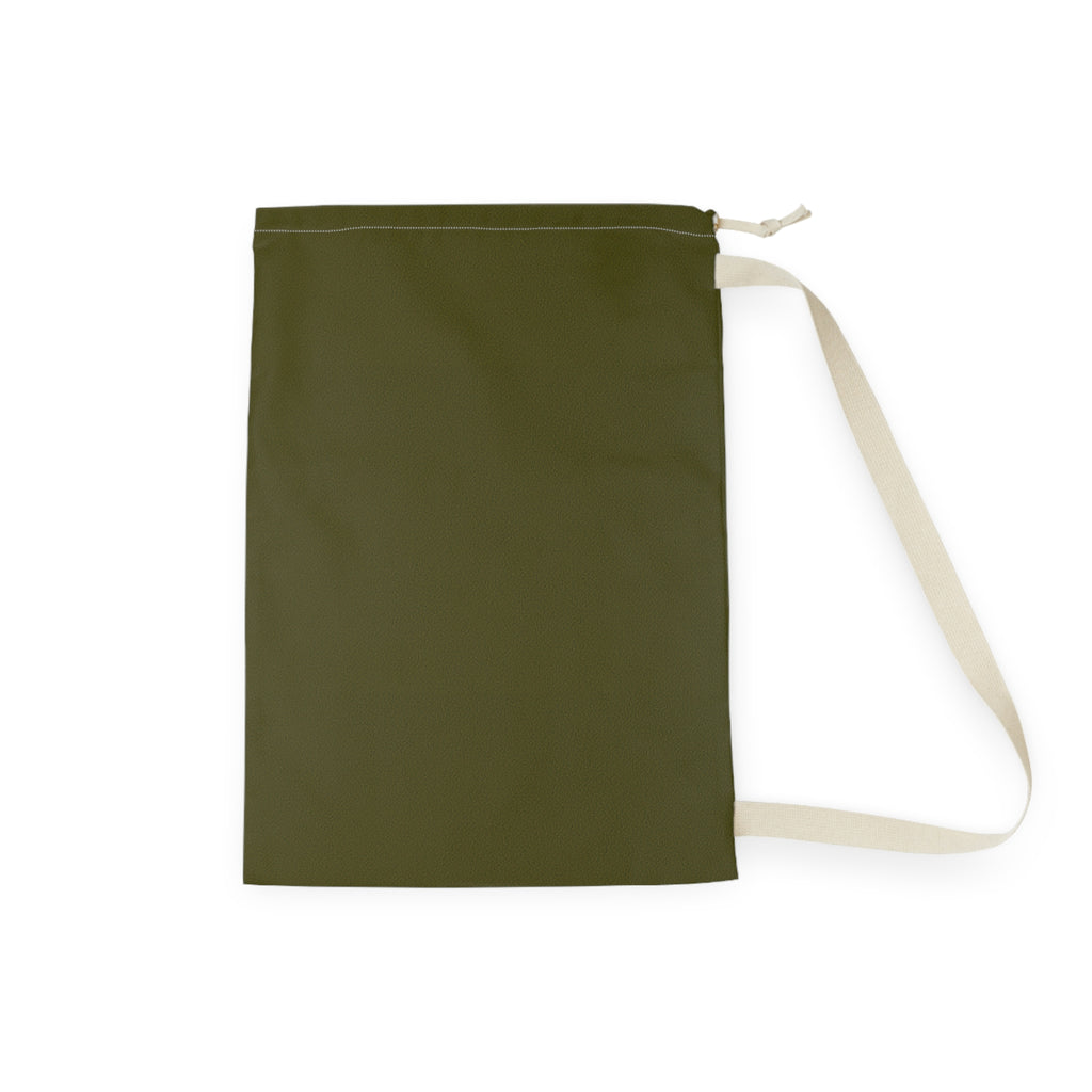 Olive Drawstring Laundry Bag — Compact Cotton Travel Hamper with Shoulder Strap