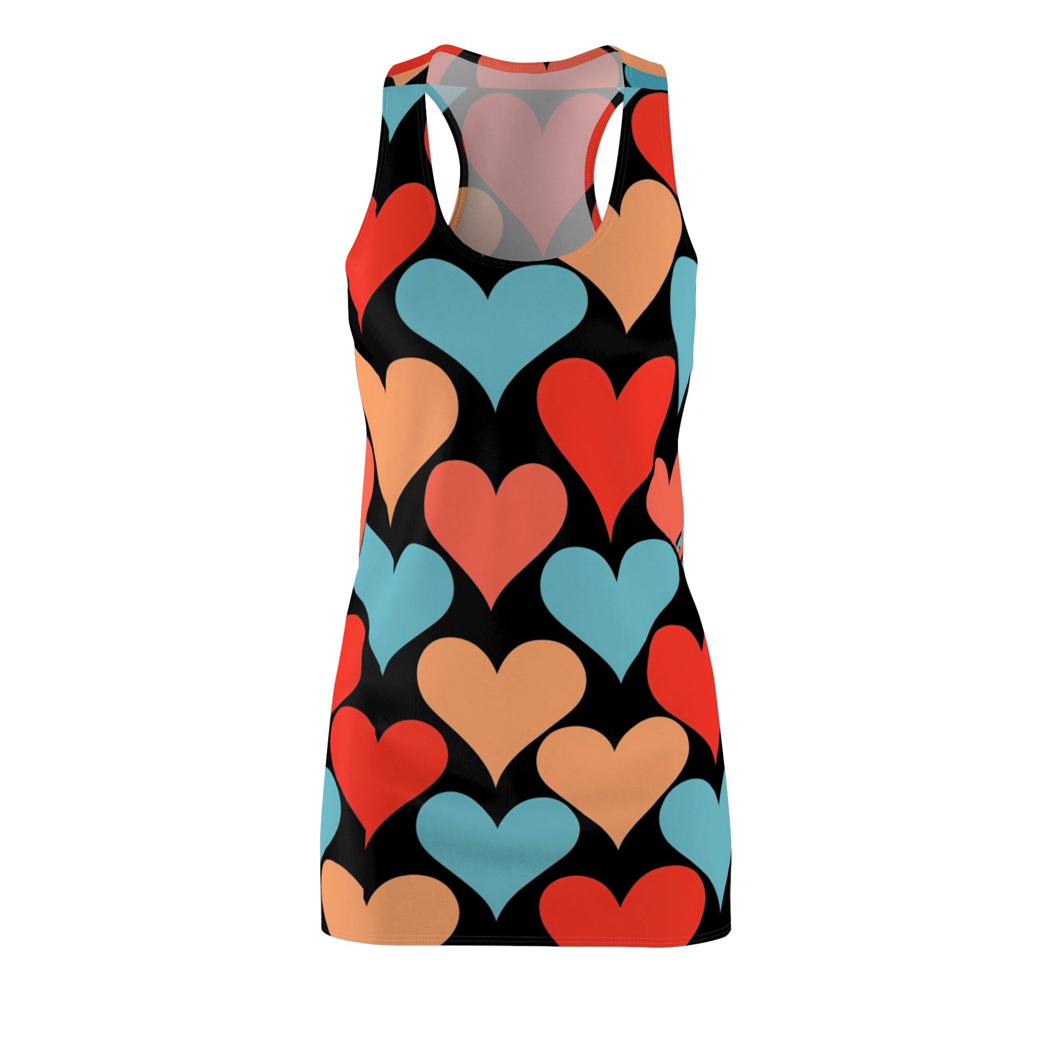 Retro Color Block Hearts Dress Valentine's Day