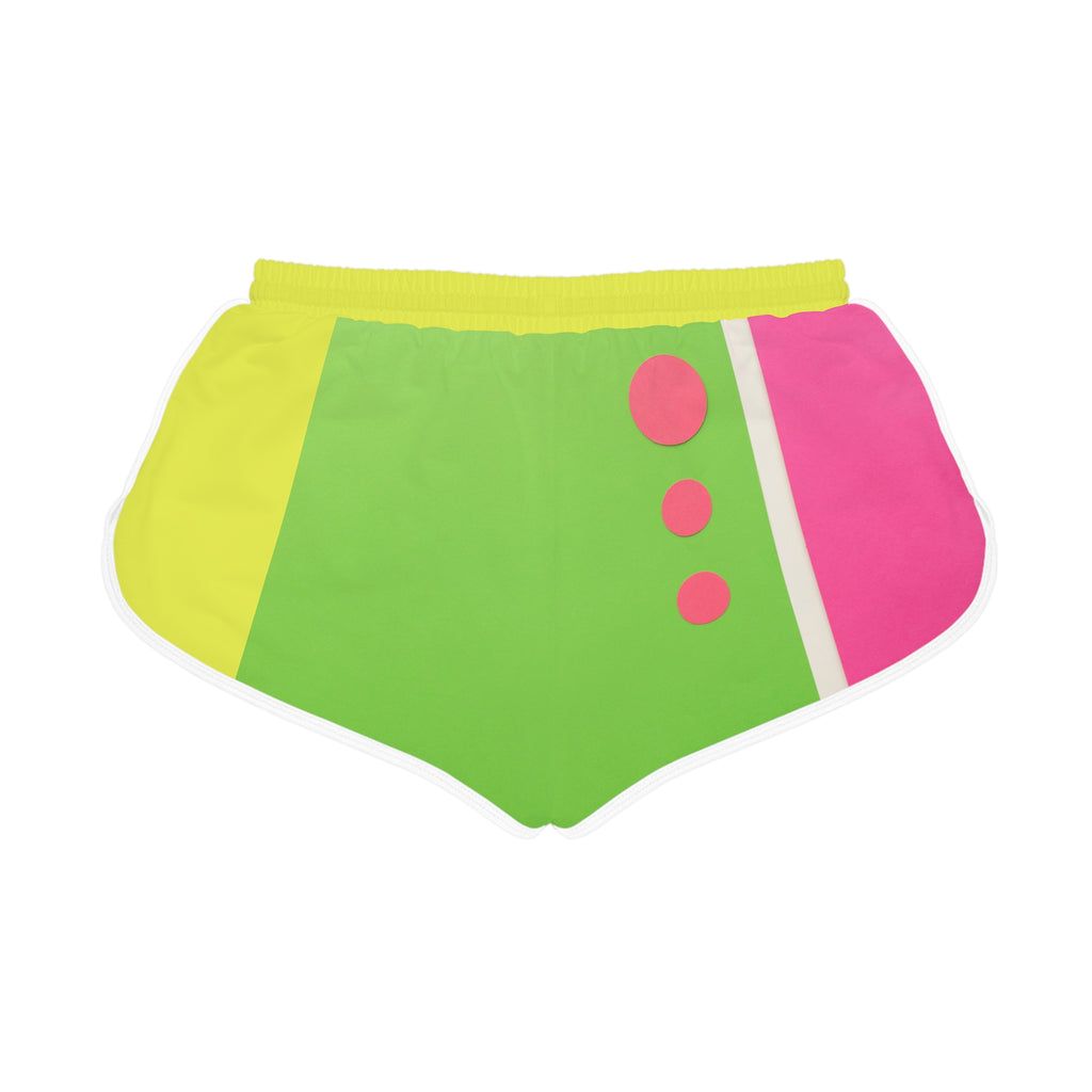 Colorblock Retro Women's Relaxed Shorts - Bright Green, Pink & Yellow