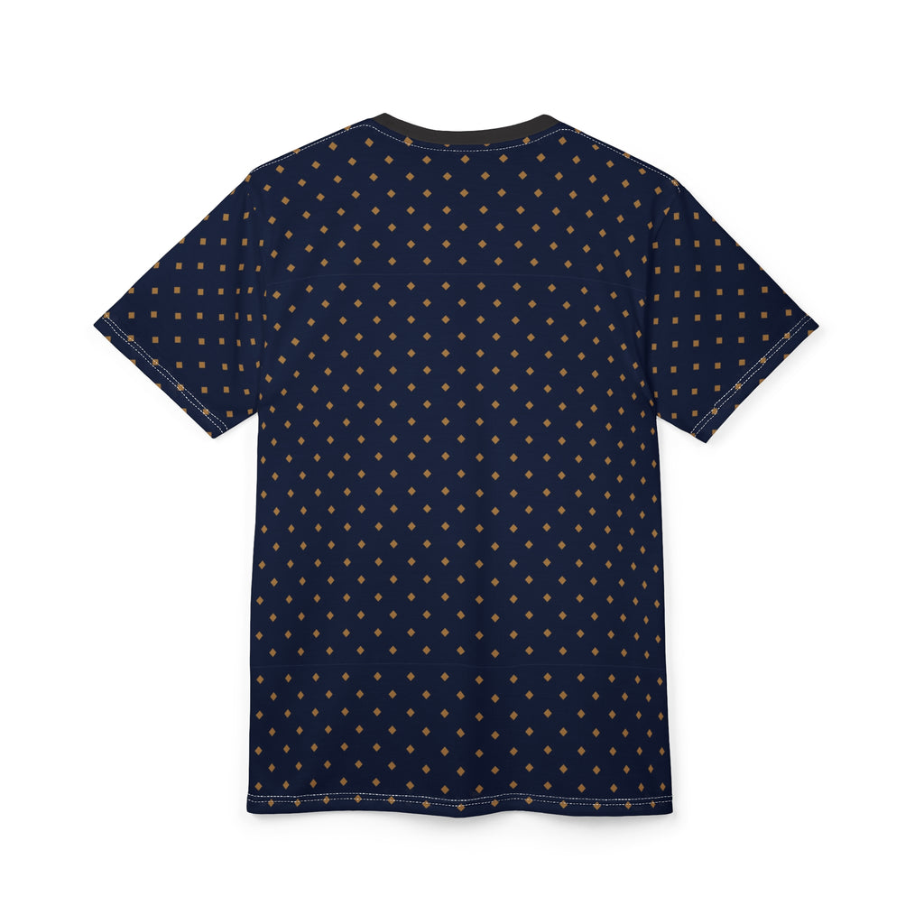Navy Gold Dot Pattern Tee — Casual Shirt