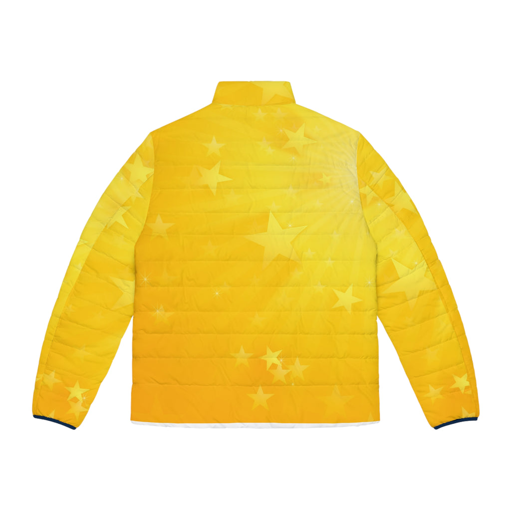Yellow Sun Star Puffer Jacket — Men's Lightweight Quilted Coat