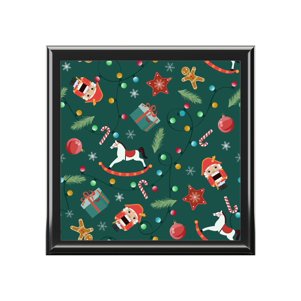 Christmas Jewelry Box – Festive Santa & Toy Pattern Keepsake Box
