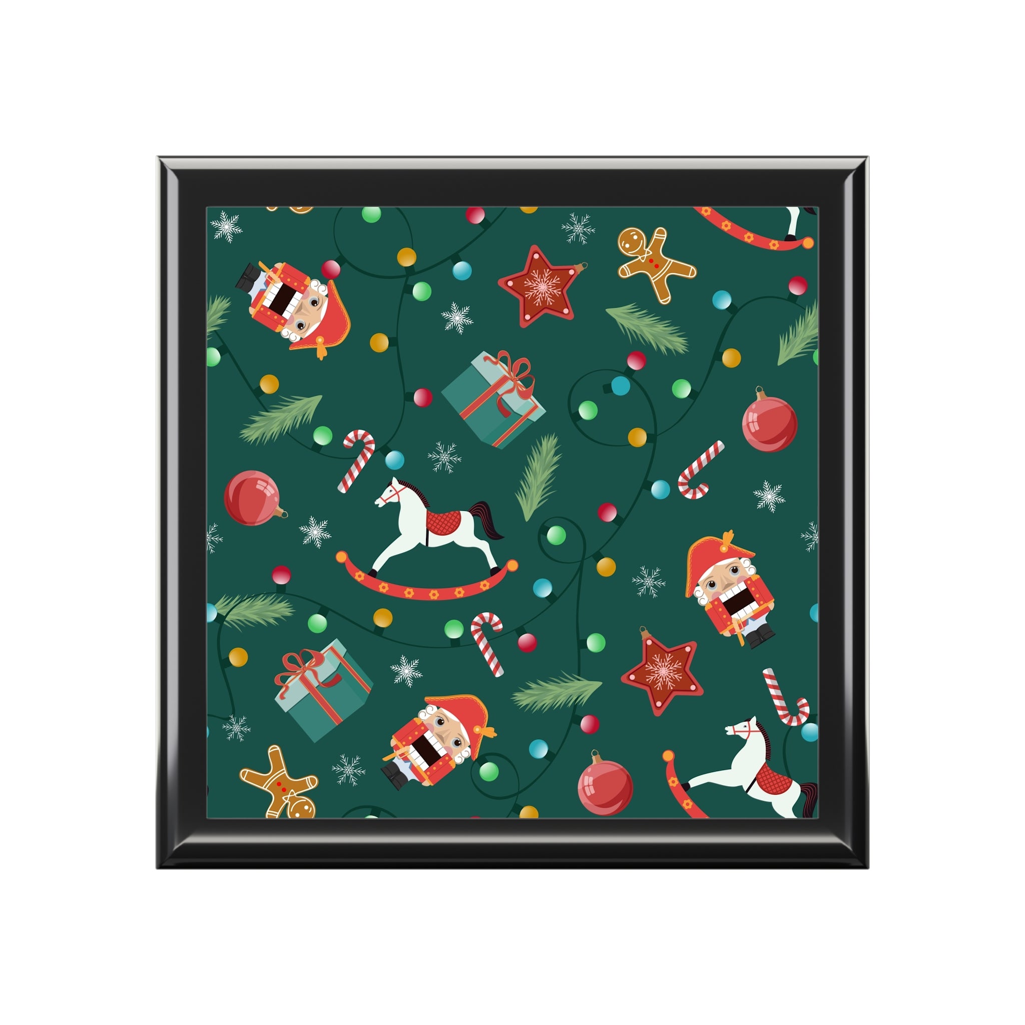 Christmas Jewelry Box – Festive Santa & Toy Pattern Keepsake Box