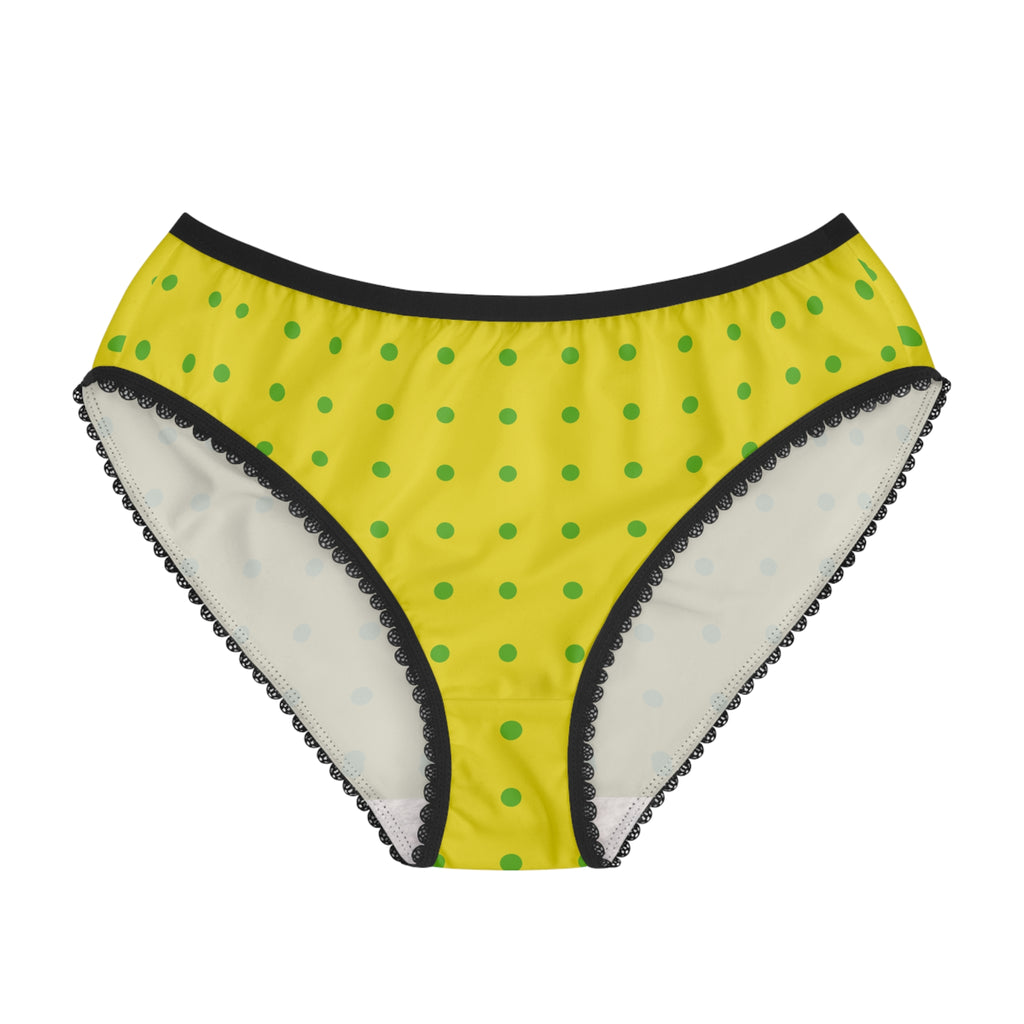 Yellow Green Polka Dot Women's Briefs — Fun High-Waist Printed Underwear