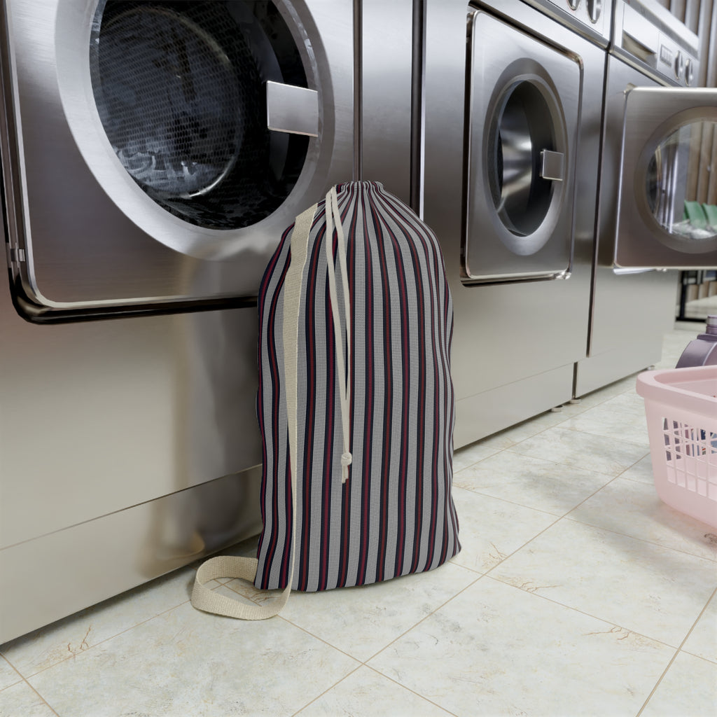 Striped Laundry Bag with Carry Strap – Travel & Dorm Storage Organizer