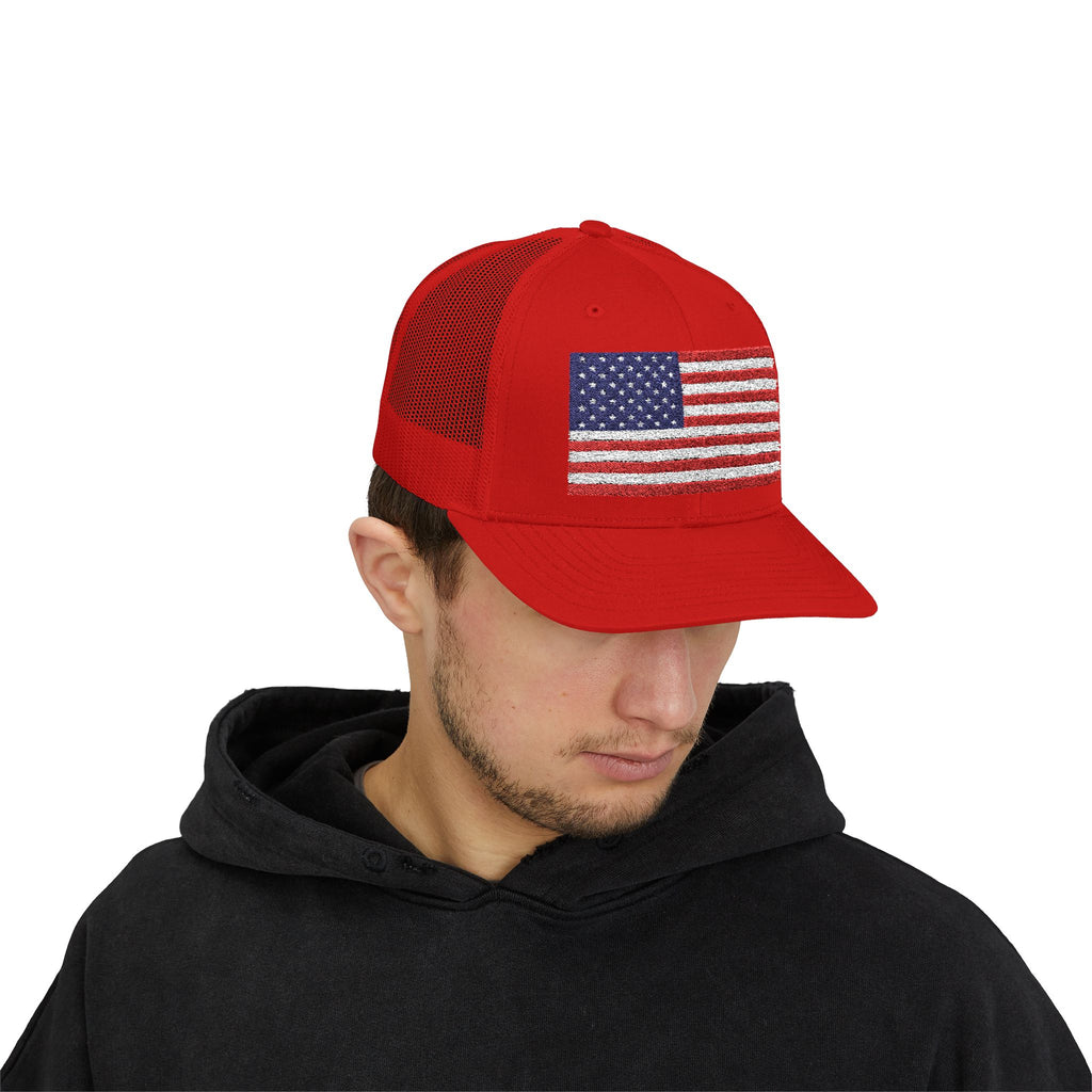American Flag Trucker Cap — Sparkle Sequin USA Snapback