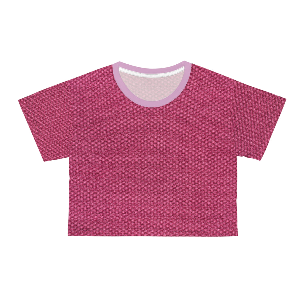 Pink Knit Texture Crop Tee — Women's Casual Summer Top