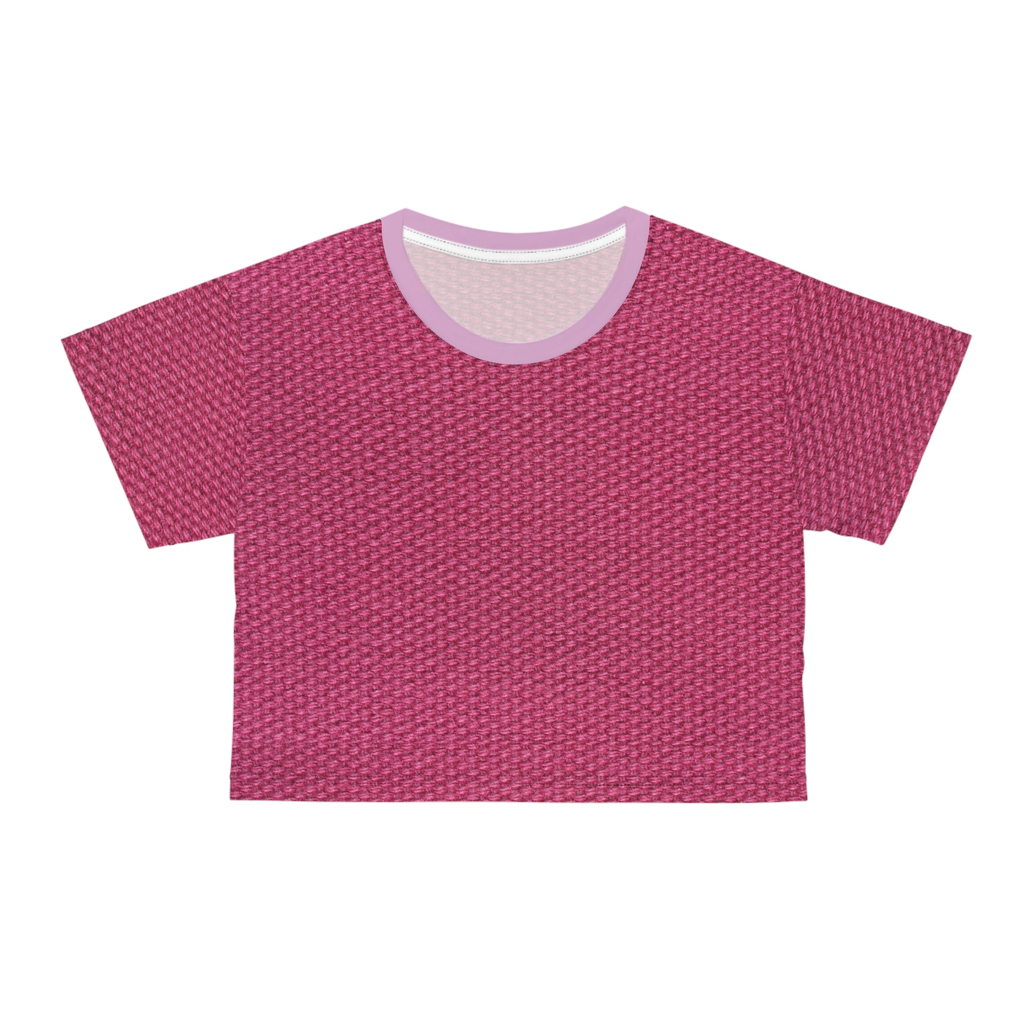 Pink Knit Texture Crop Tee — Women's Casual Summer Top
