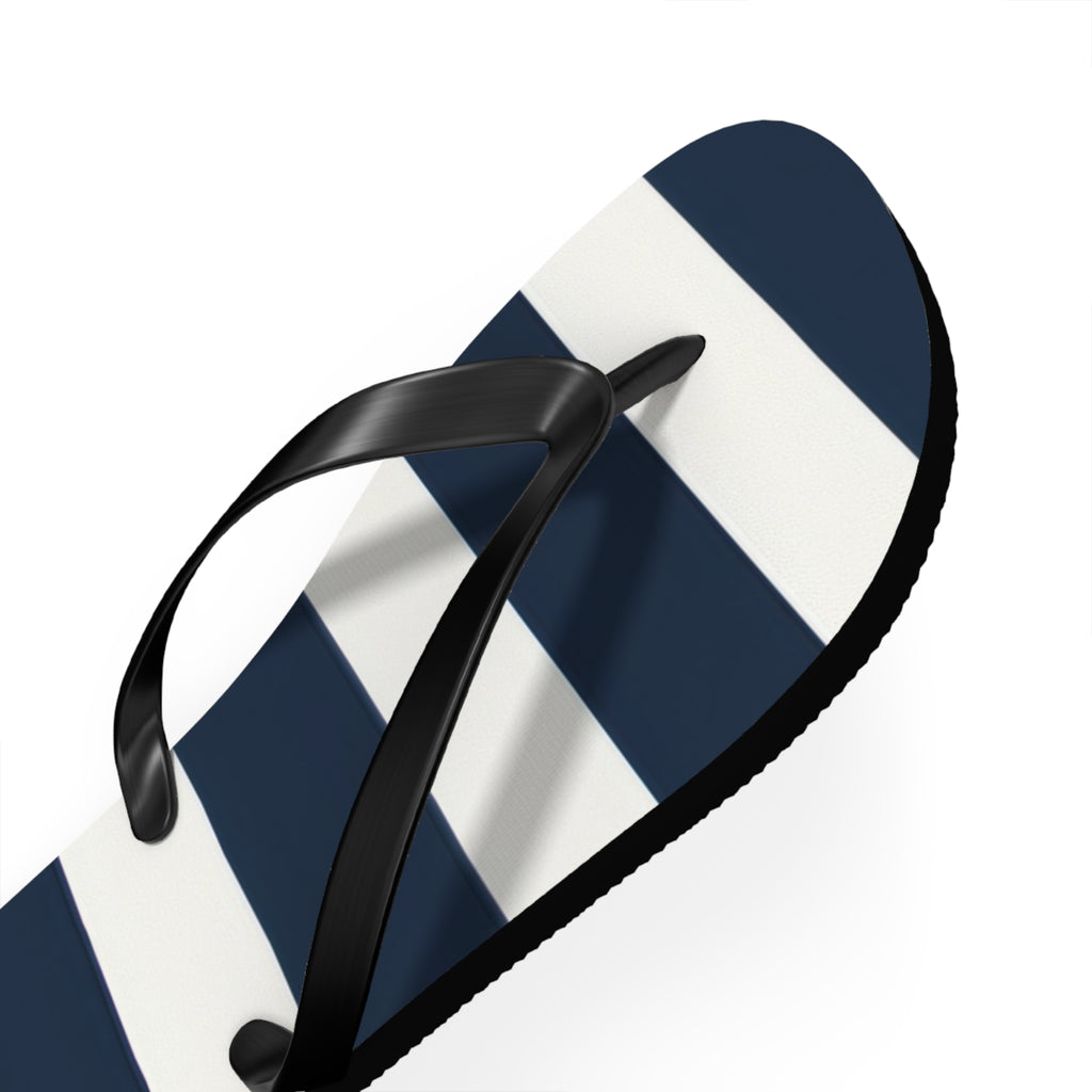 Navy & White Striped Flip Flops — Classic Beach Sandals