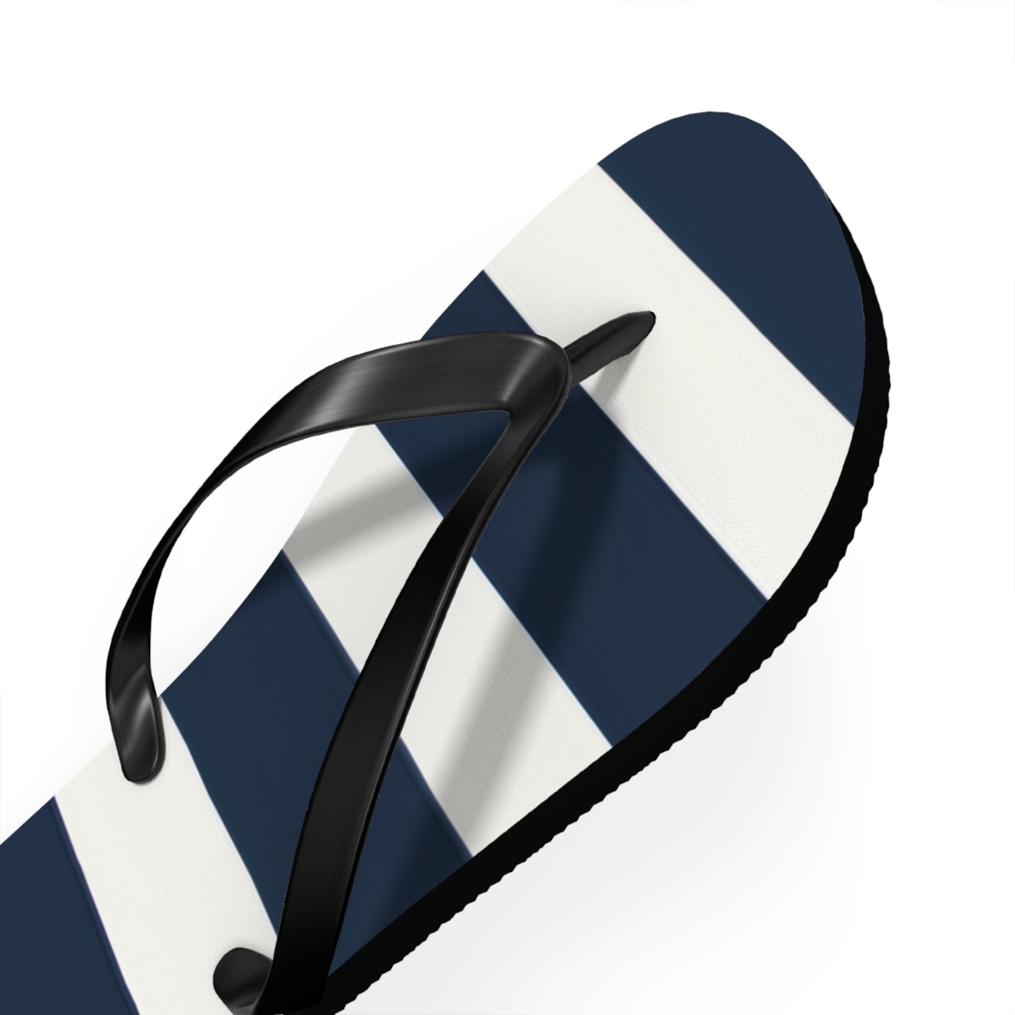 Navy & White Striped Flip Flops — Classic Beach Sandals