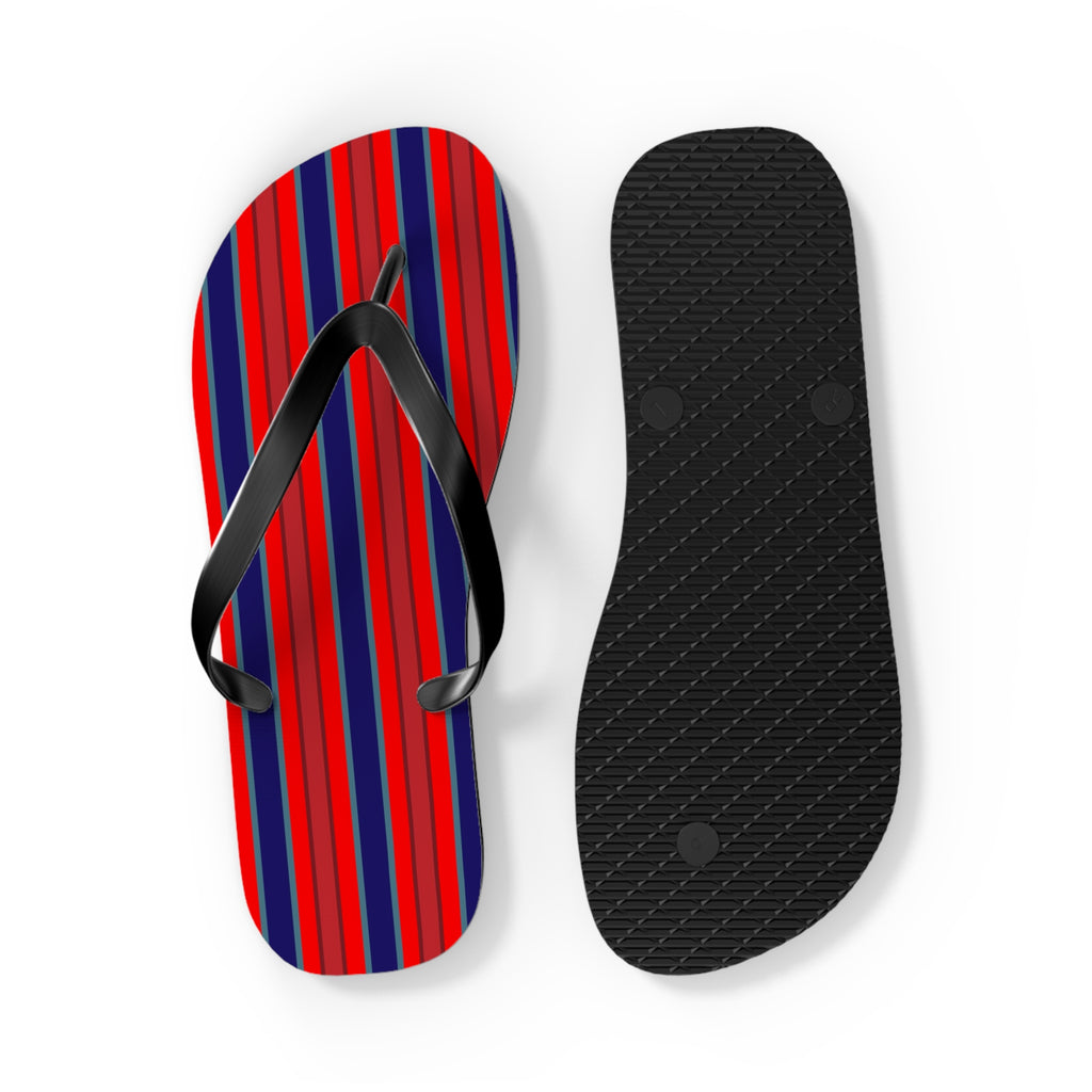 Patriotic Red & Blue Striped Flip Flops — Casual Beach Sandals