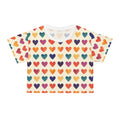 Rainbow Heart Pattern Crop Tee | Colorful Heart Print Top