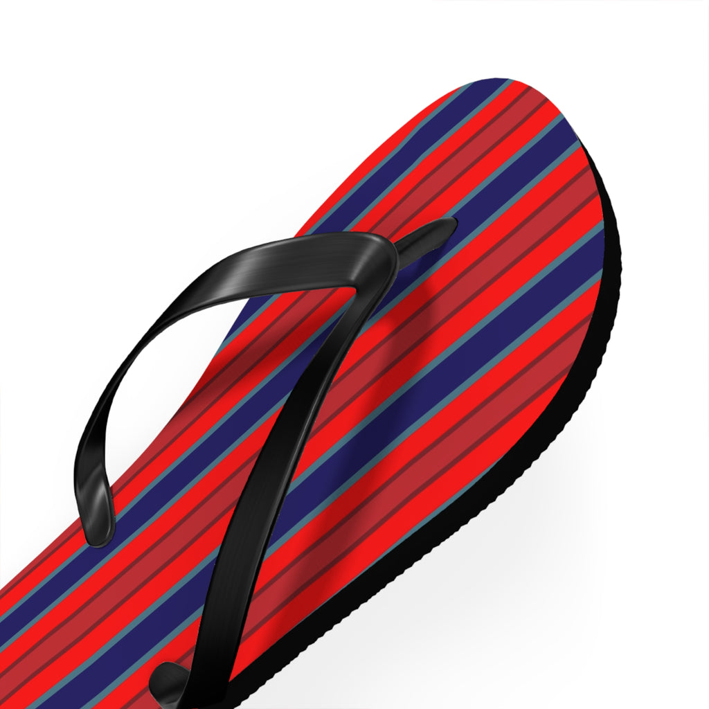 Patriotic Red & Blue Striped Flip Flops — Casual Beach Sandals