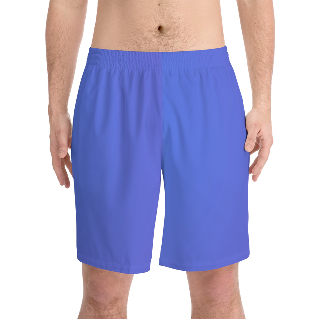 Men's Gradient Blue Beach Shorts - Elastic Swim Trunks
