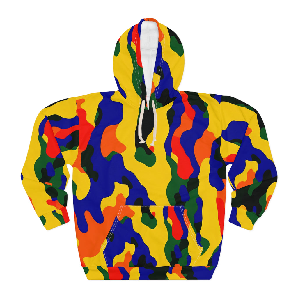 Colorful Abstract Camo Hoodie – Vibrant All-Over Print Pullover