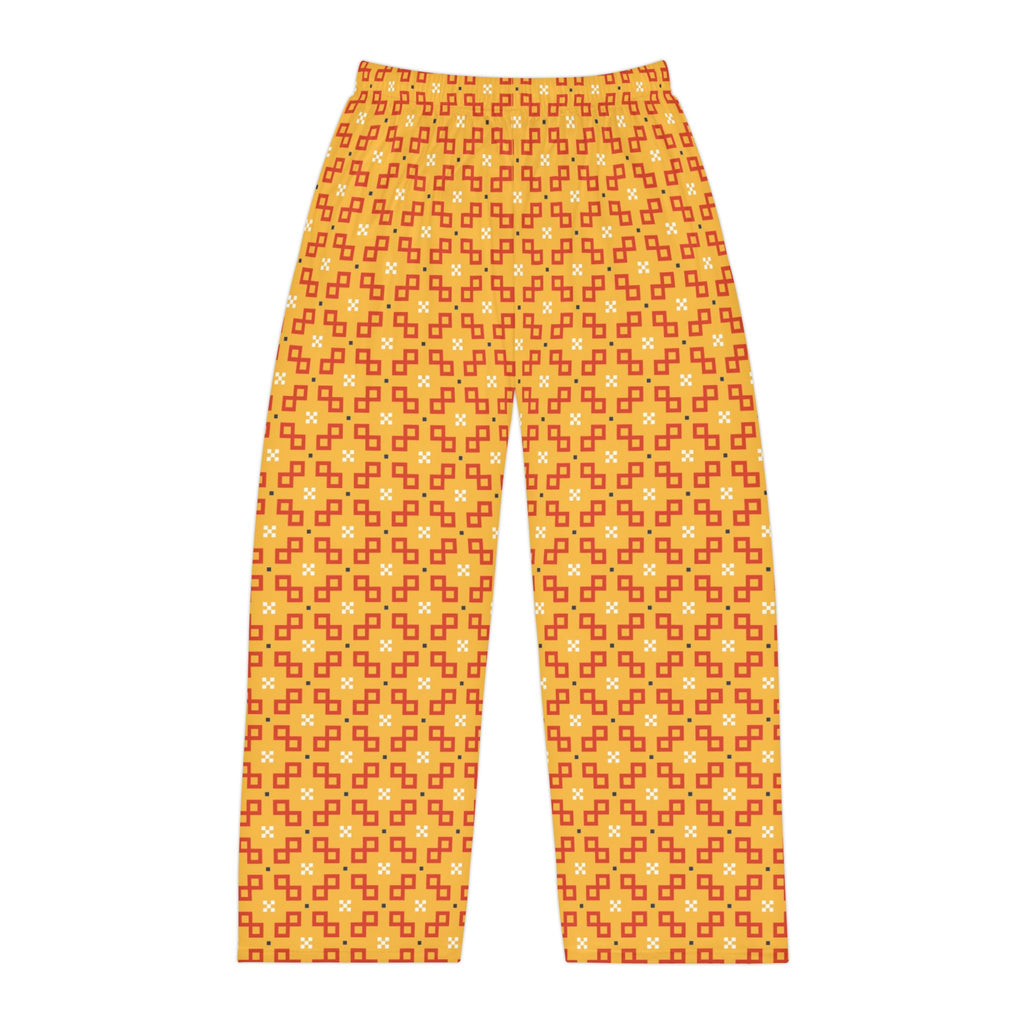 Retro Geometric Men's Pajama Pants – Orange Yellow
