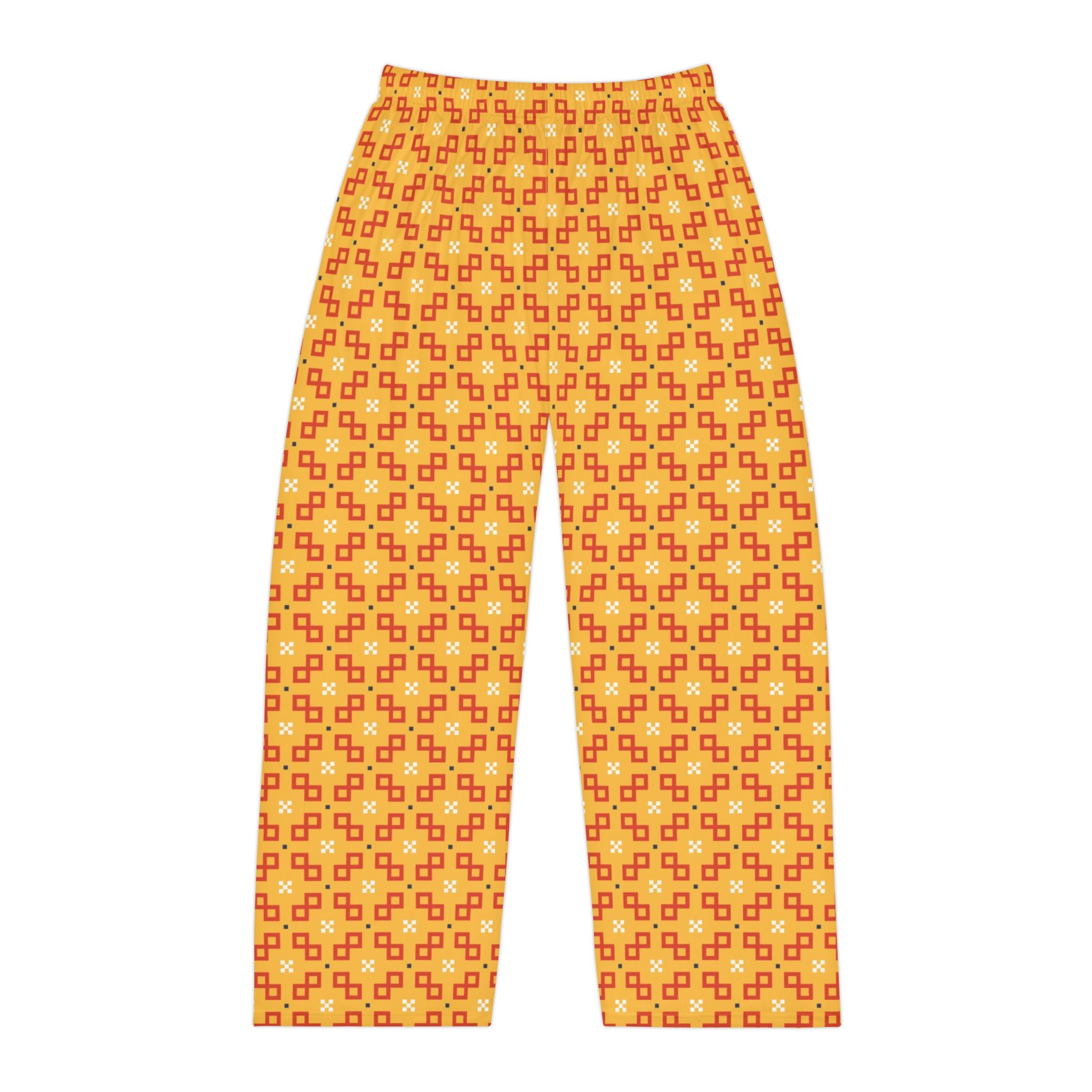 Retro Geometric Men's Pajama Pants – Orange Yellow