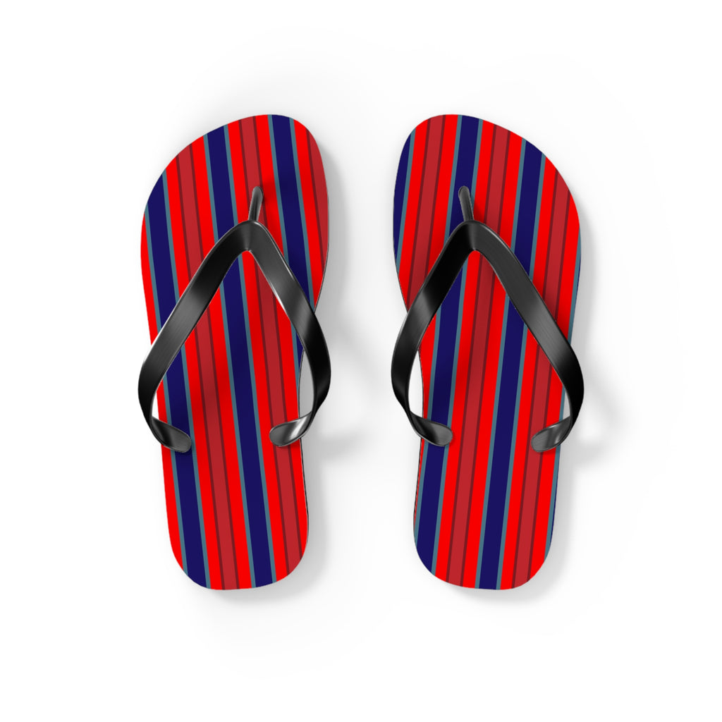 Patriotic Red & Blue Striped Flip Flops — Casual Beach Sandals