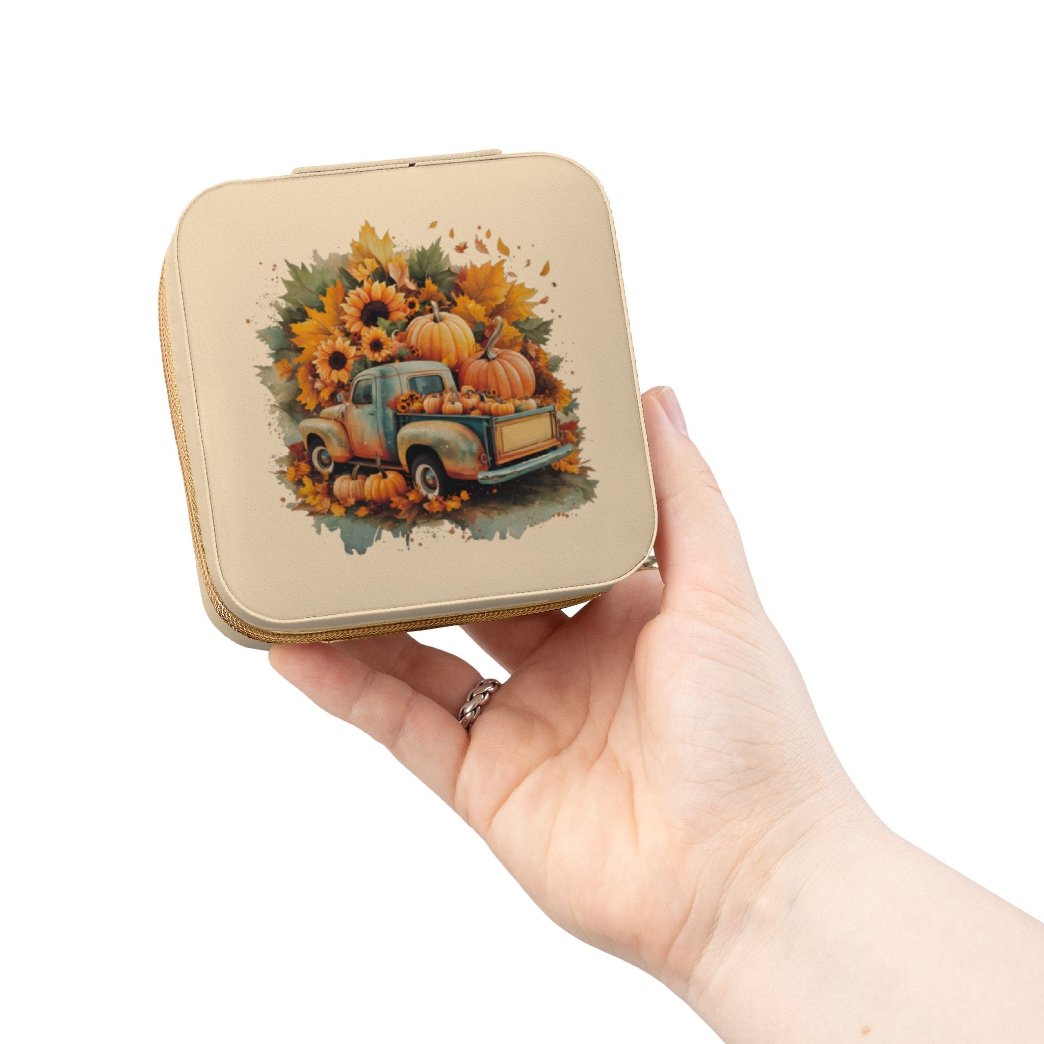Autumn Truck Jewelry Travel Case — Compact Fall-Themed Travel Organizer