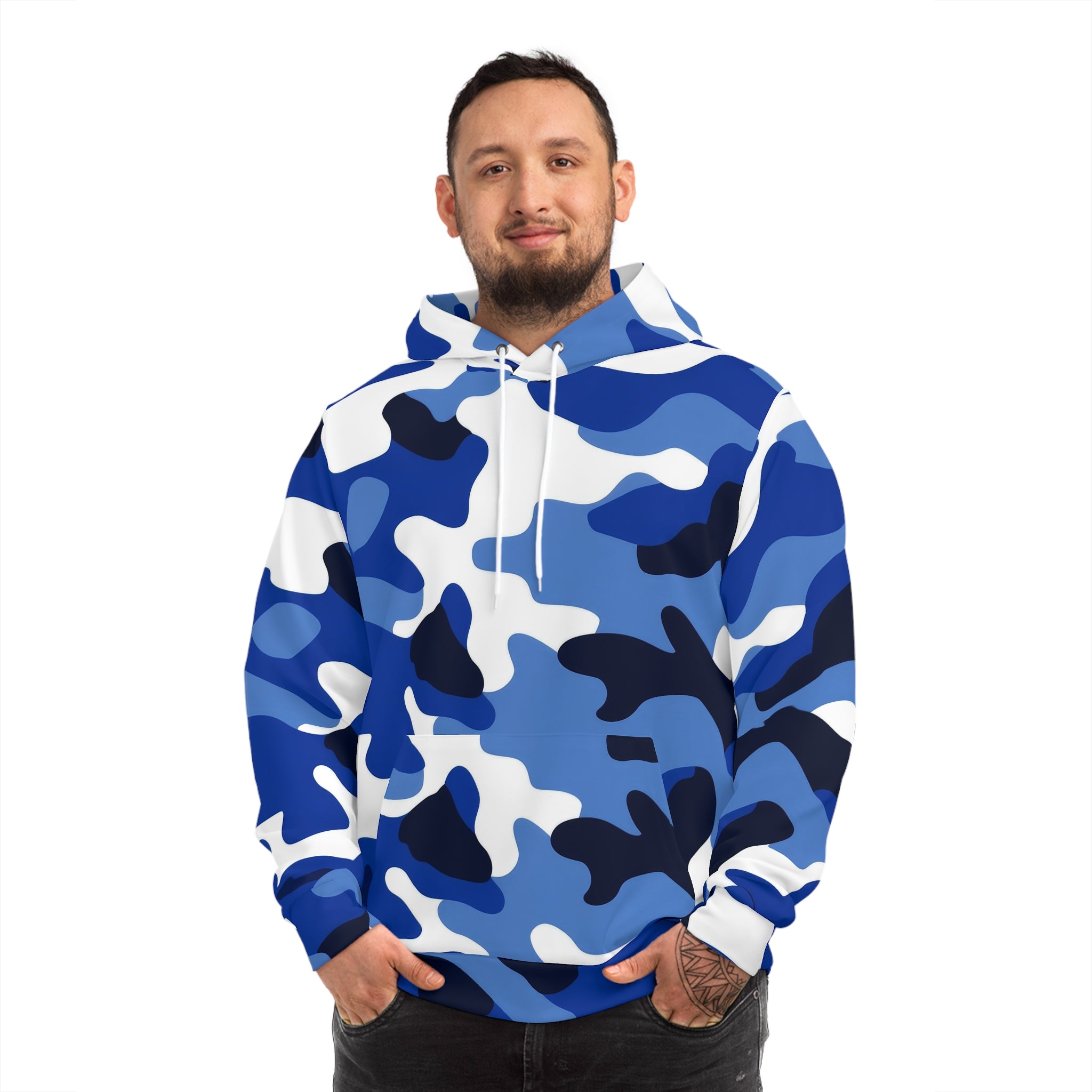 Arctic Blue and White Camo Pattern Hoodie | All-Over Print