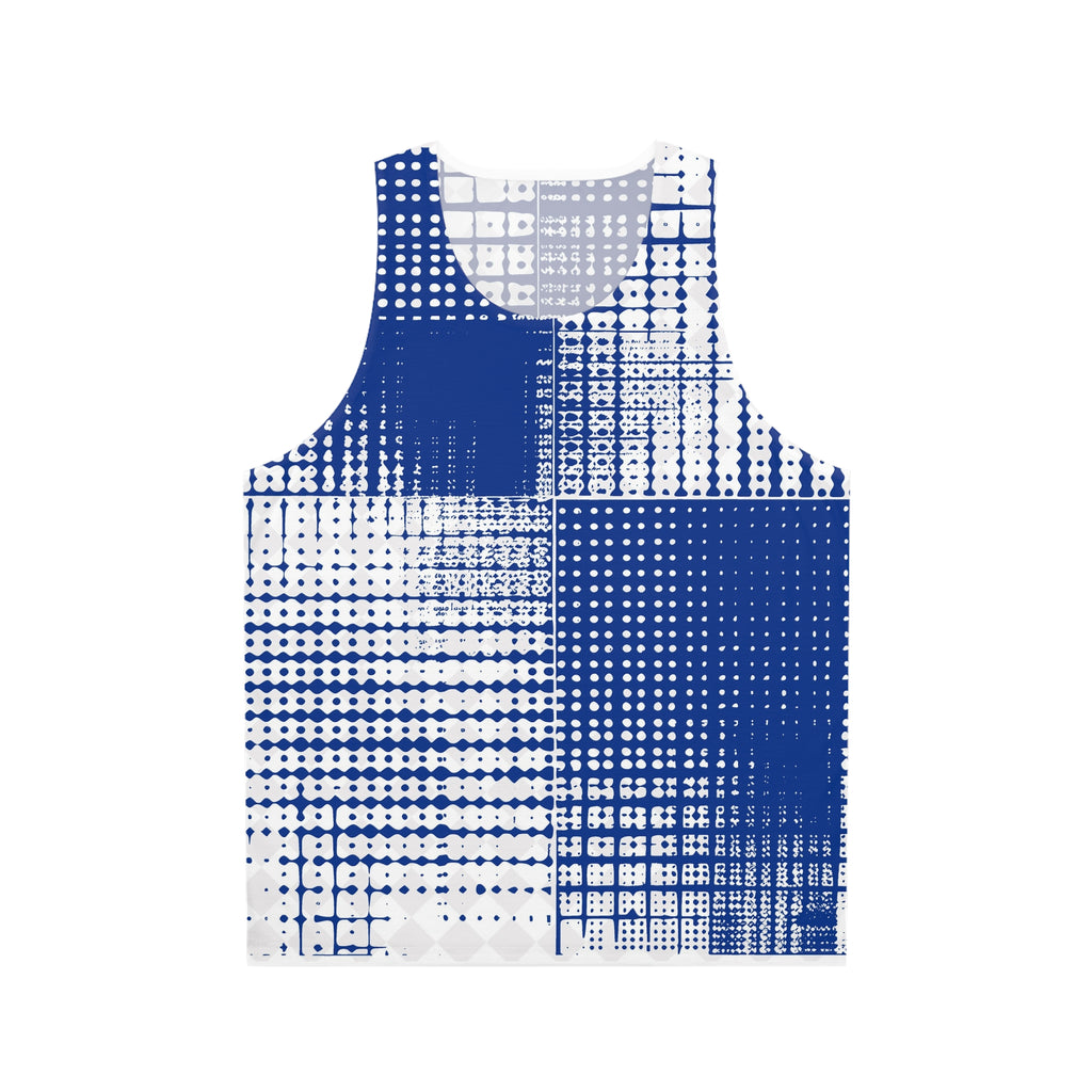Gridwave Blue Abstract Tank Top — All-Over Print Graphic Tank