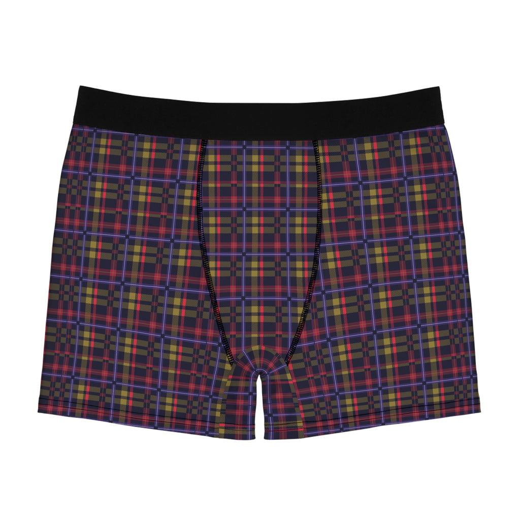 Men's Plaid Boxer Briefs — Red & Navy Tartan All-Over Print