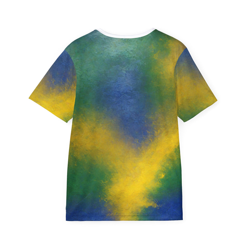 Brazil Flag Fade Men’s Sports Jersey – Green & Yellow Soccer Tee