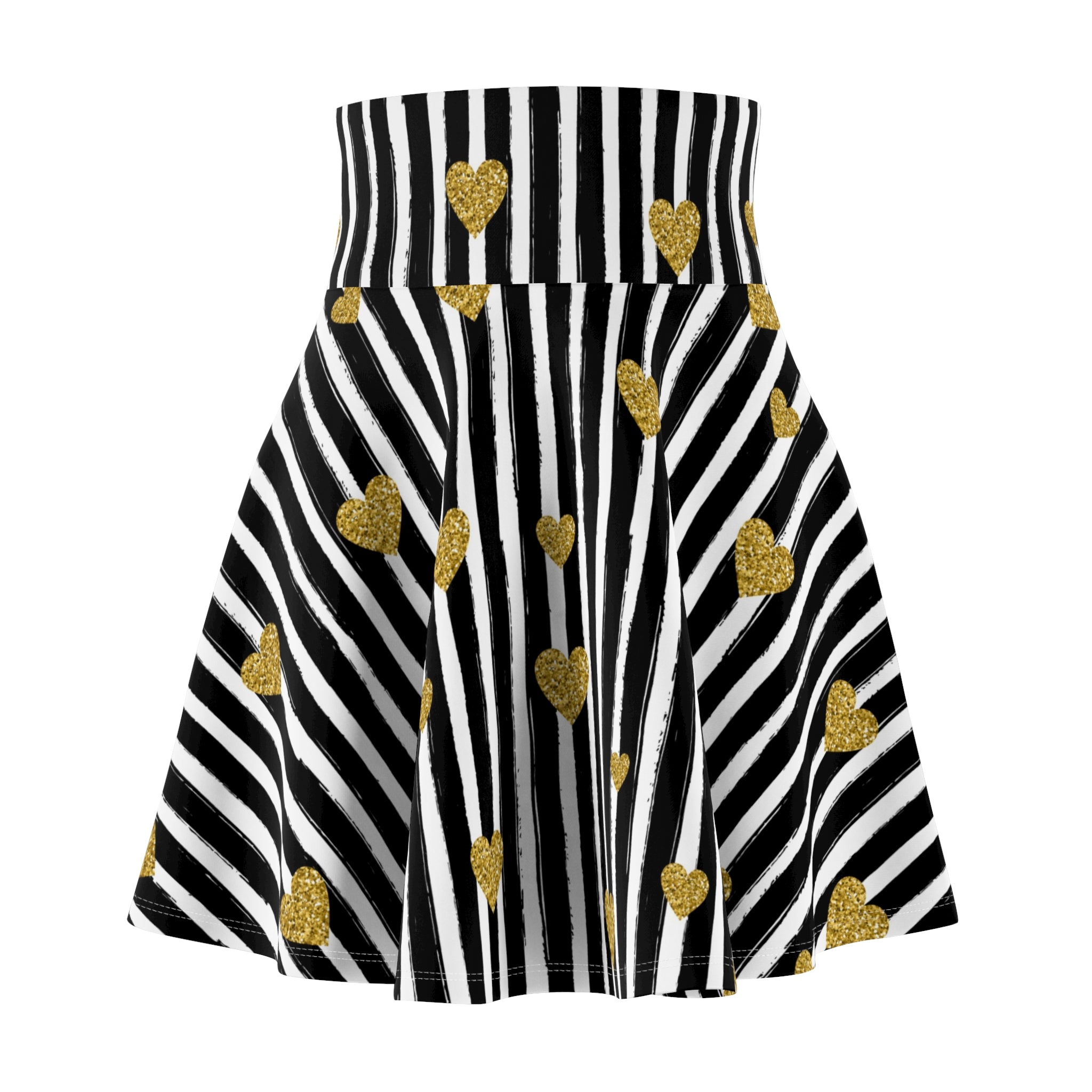 Zebra Print Gold Hearts Valentine's Skater Skirt | Date Night Fashion
