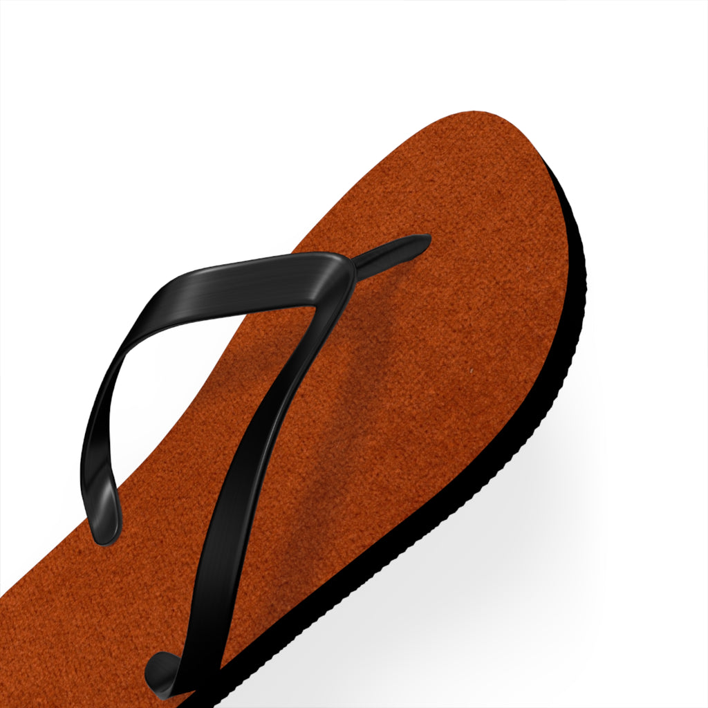 Rust Suede Flip Flops – Casual Beach Sandals with Black Straps