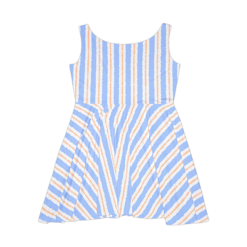 Blue & Beige Striped Dress — Casual Summer A-Line Dress