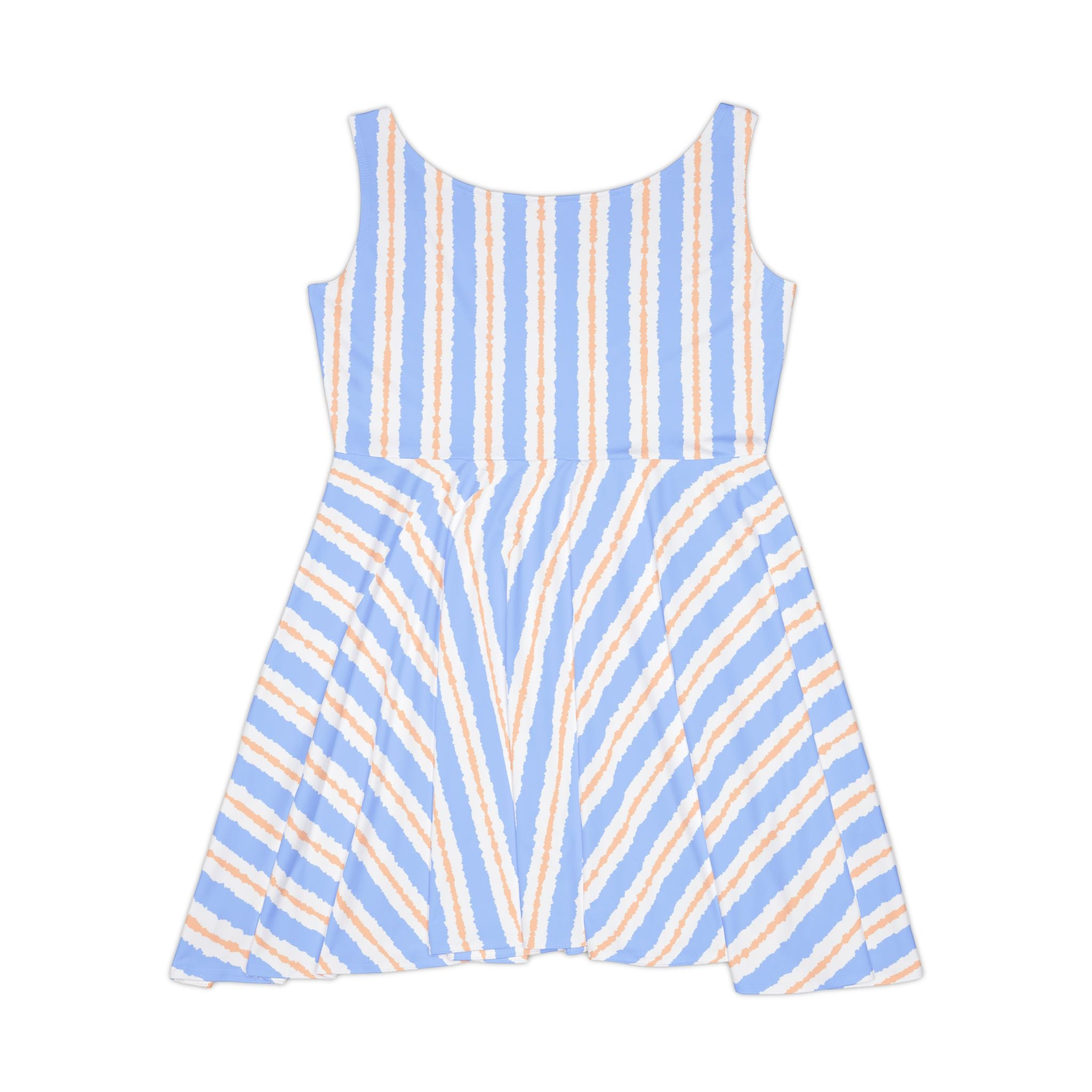 Blue & Beige Striped Dress — Casual Summer A-Line Dress