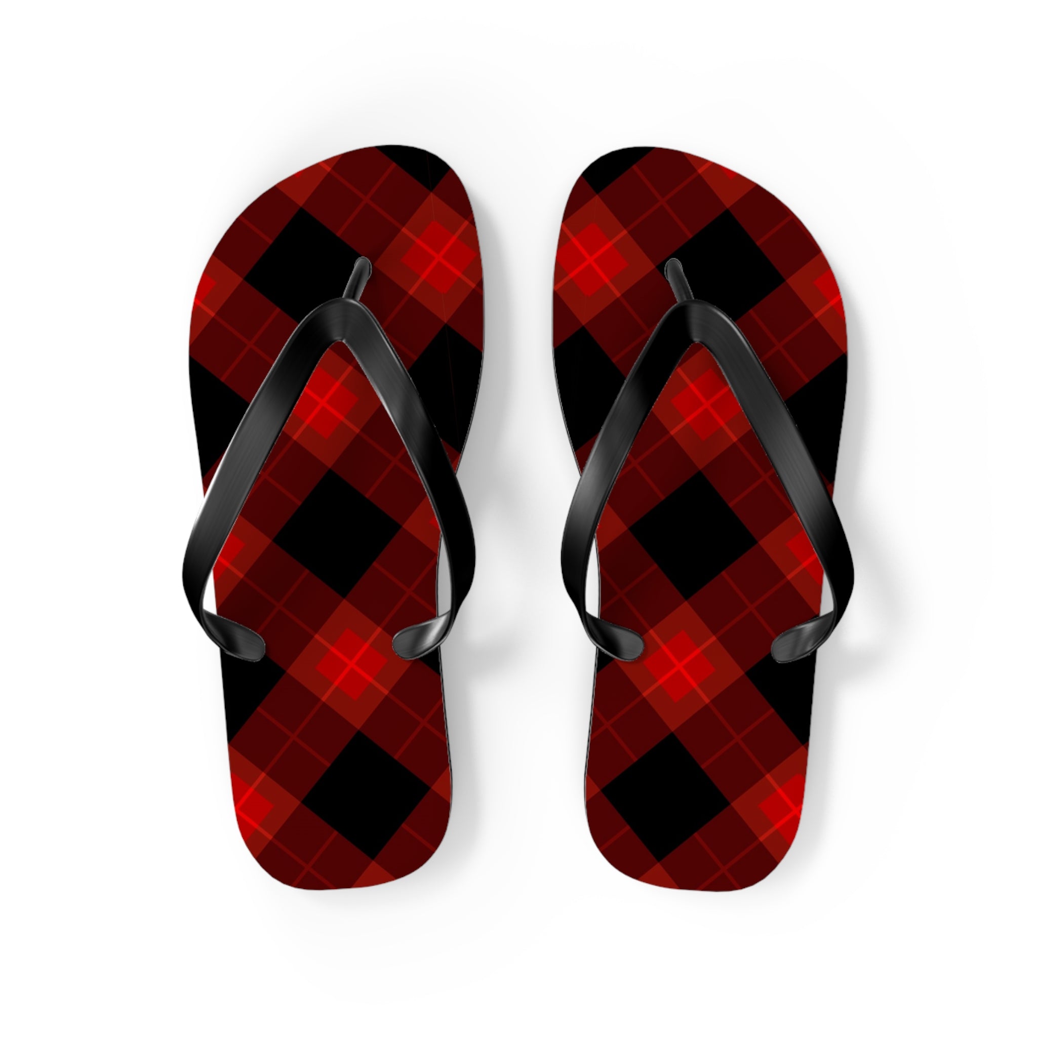 Plaid Red & Black Flip Flops — Buffalo Check Summer Sandals