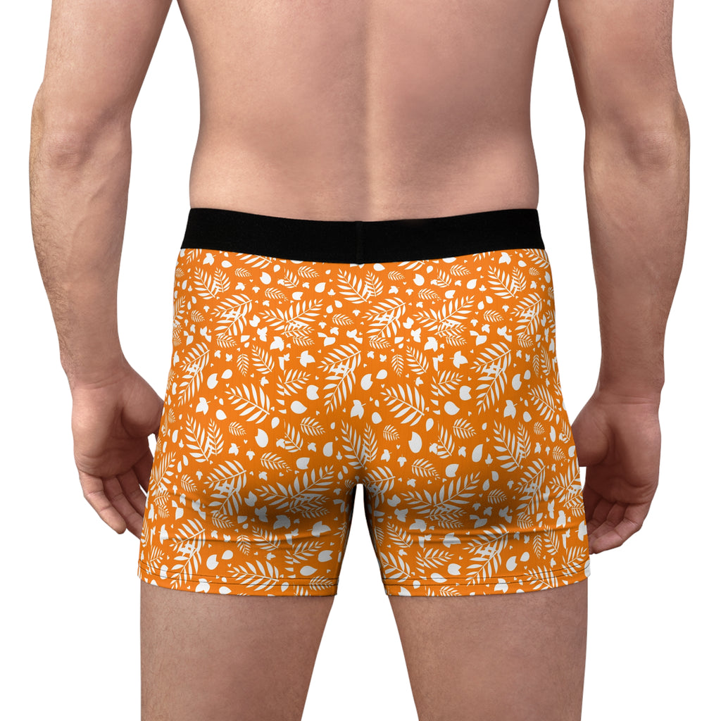 Autumn Leaf Pattern Boxer Briefs — Orange Fall Foliage Men’s Underwear