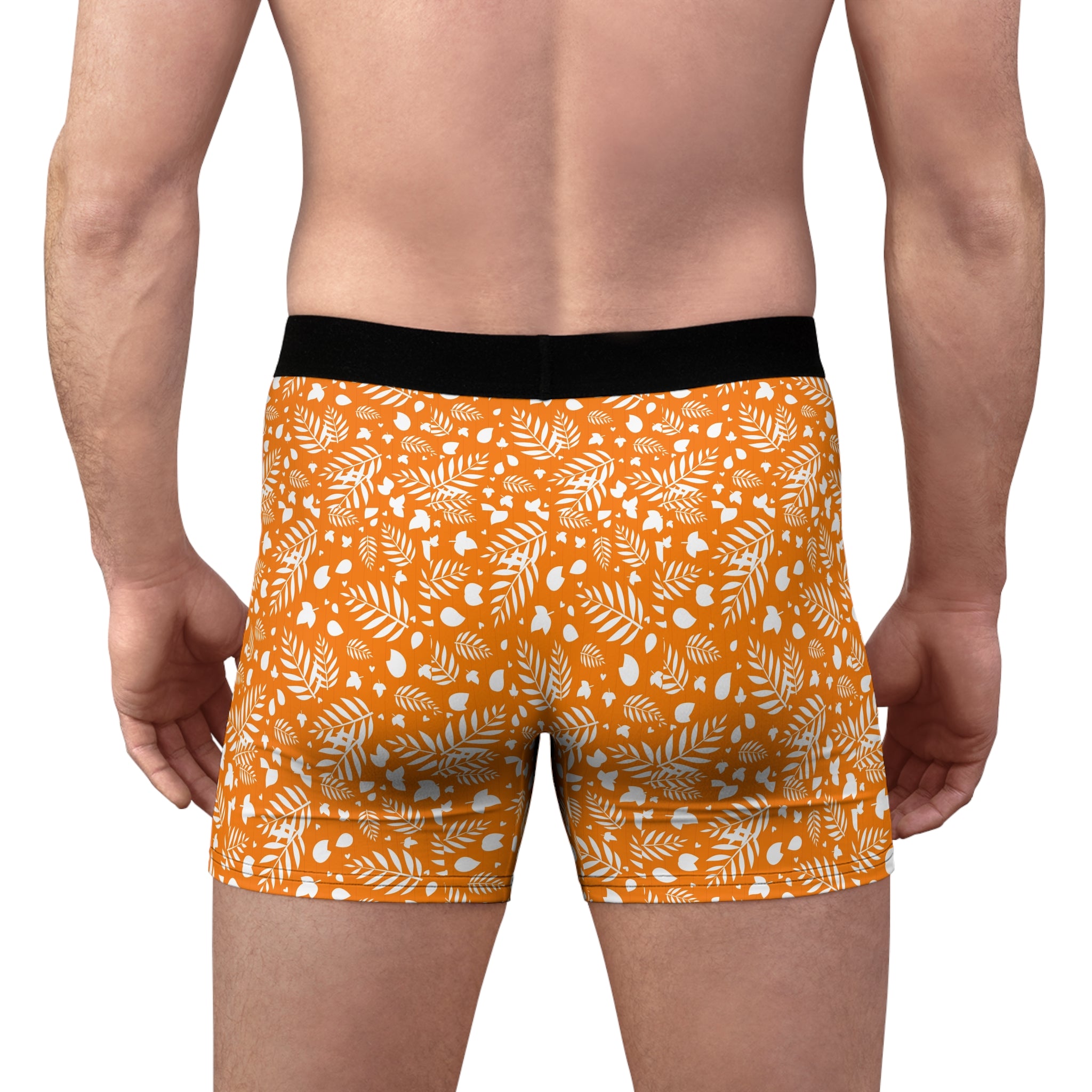 Autumn Leaf Pattern Boxer Briefs — Orange Fall Foliage Men’s Underwear
