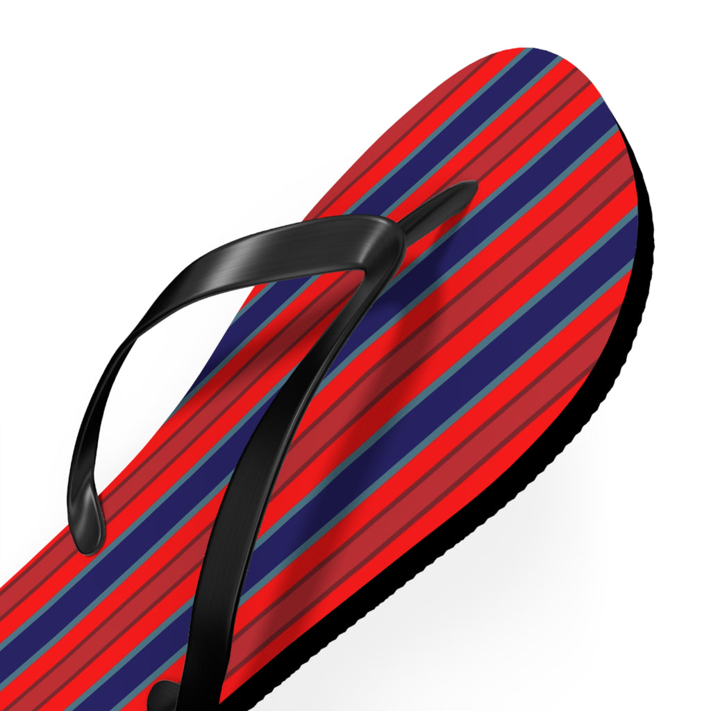 Patriotic Red & Blue Striped Flip Flops — Casual Beach Sandals