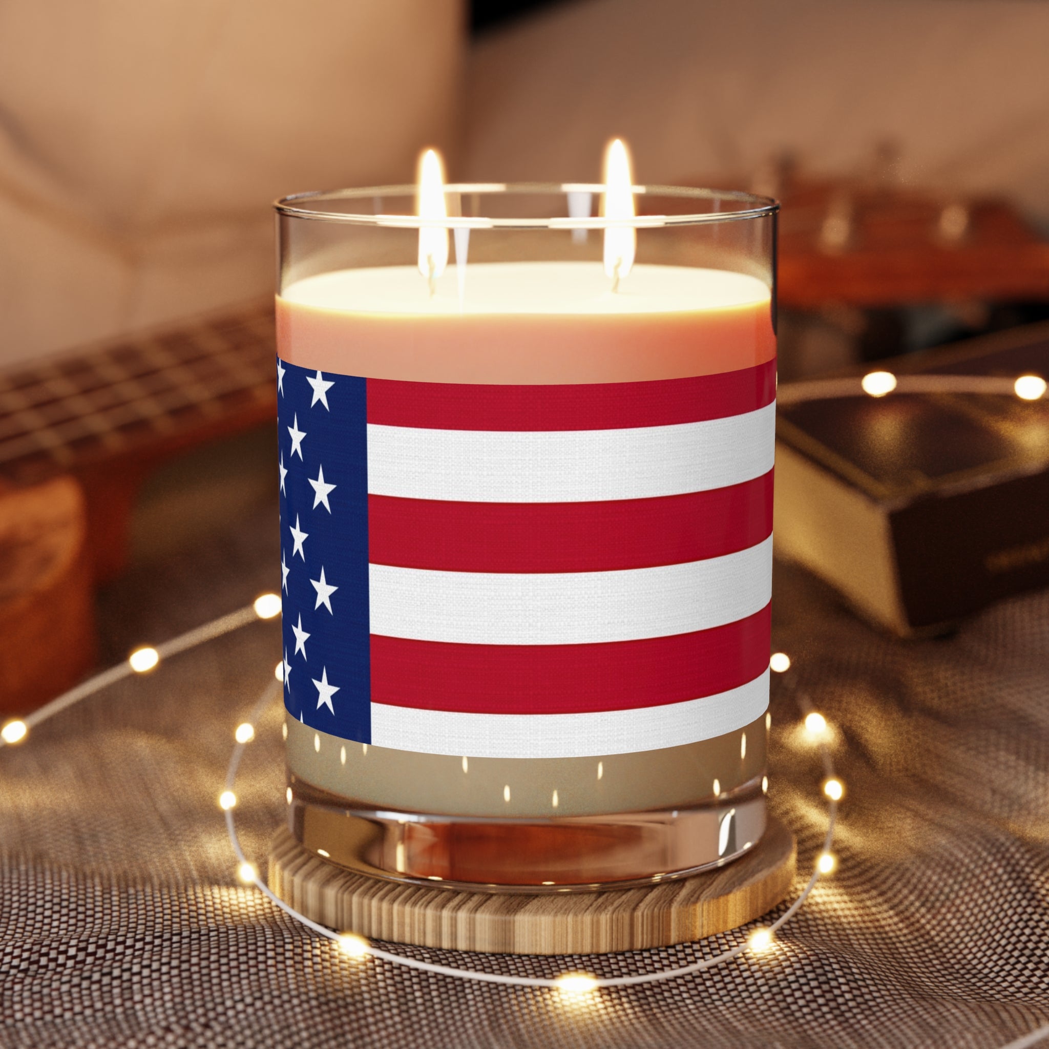 American Flag Candle | 11oz Glass Patriotic USA Stars Stripes